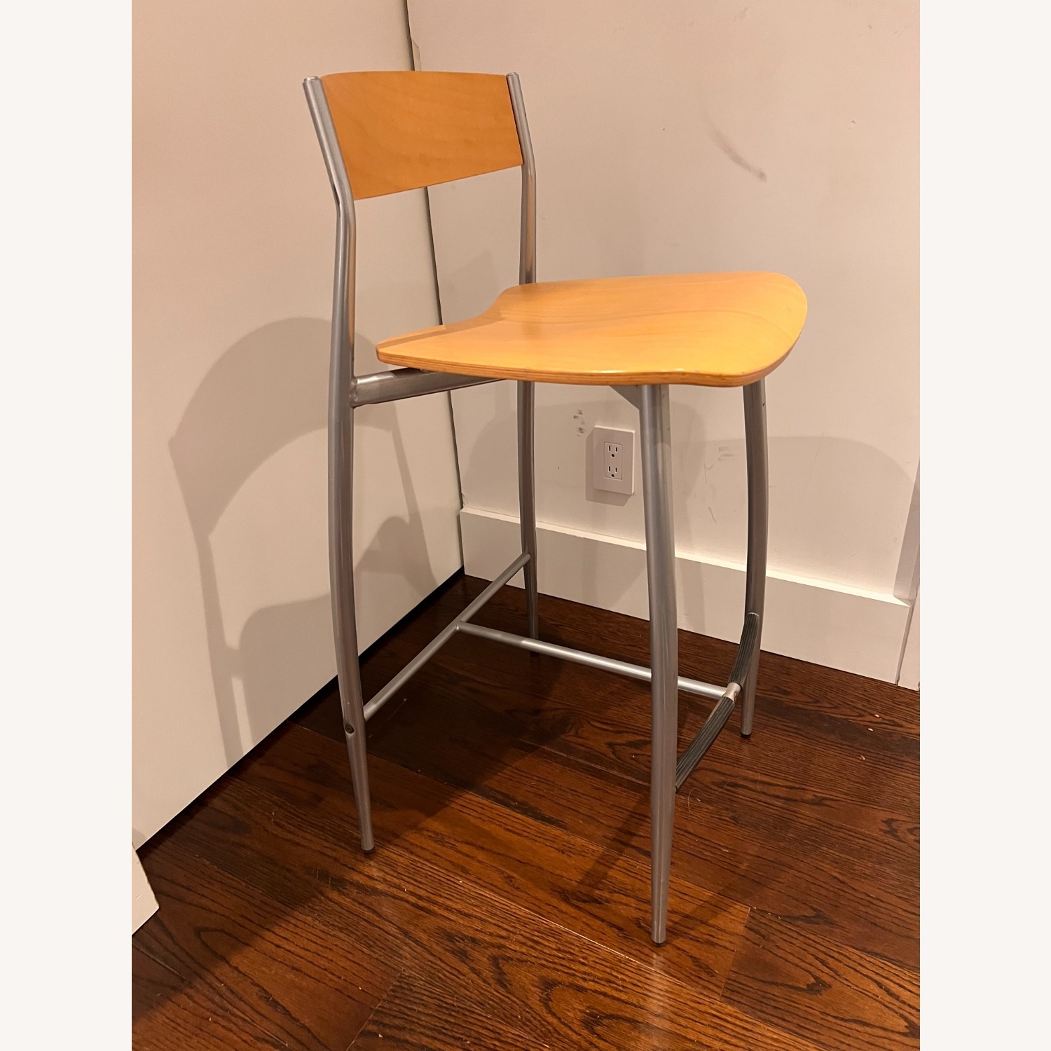 Natural Wood and Stainless Steel Counter Stools - image-3