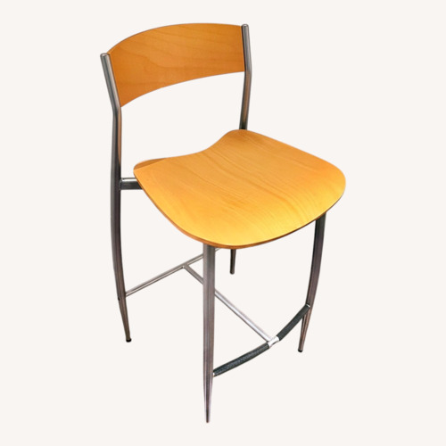 Used Natural Wood and Stainless Steel Counter Stools for sale on AptDeco