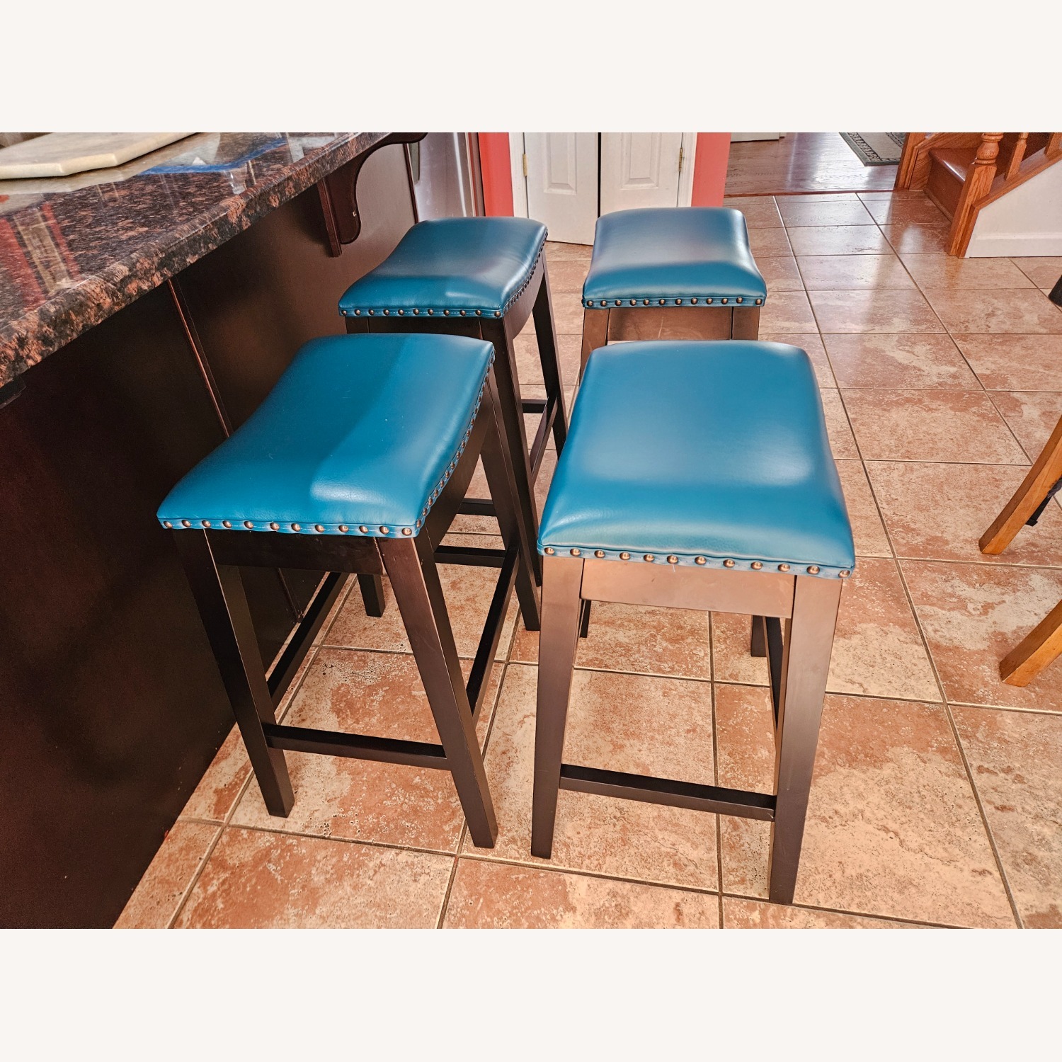Wayfair Blue Faux Leather Stools - image-1