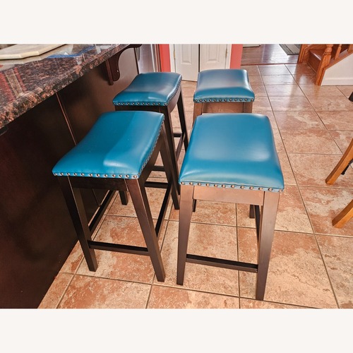 Used Wayfair Blue Faux Leather Stools for sale on AptDeco