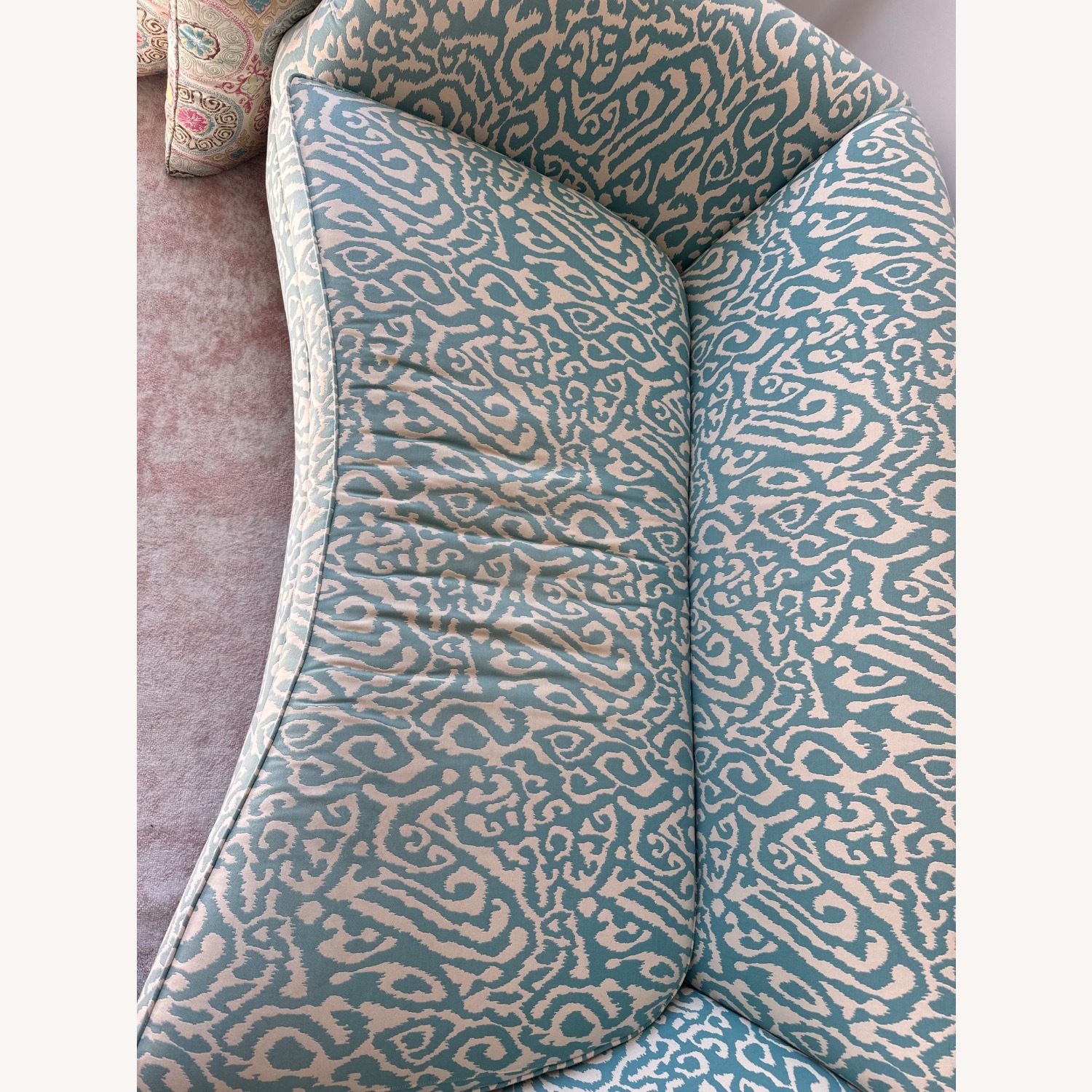 Vintage/Antique Blue Fabric Loveseat - image-3