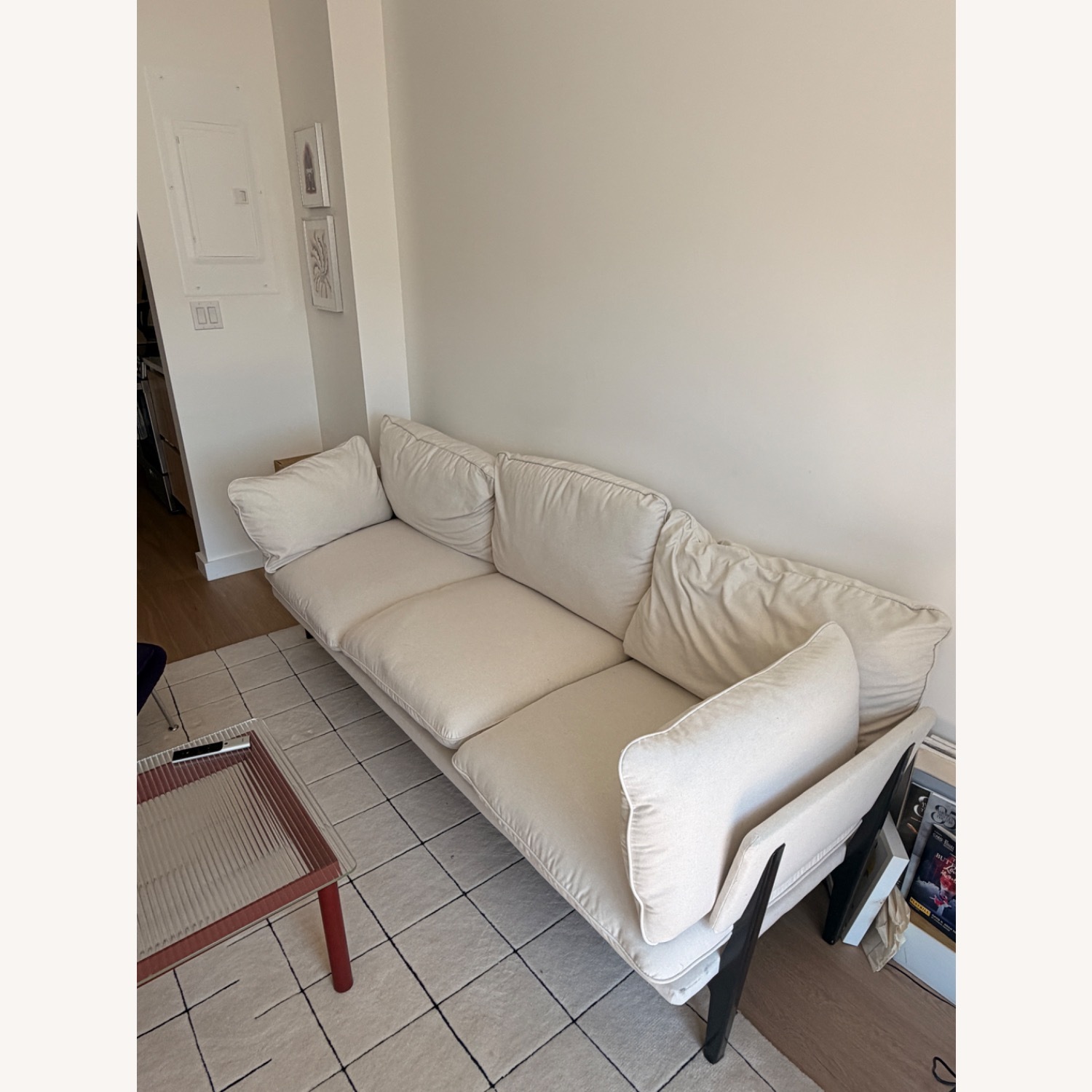 Floyd White Fabric 3+ Seater Sofa - image-3