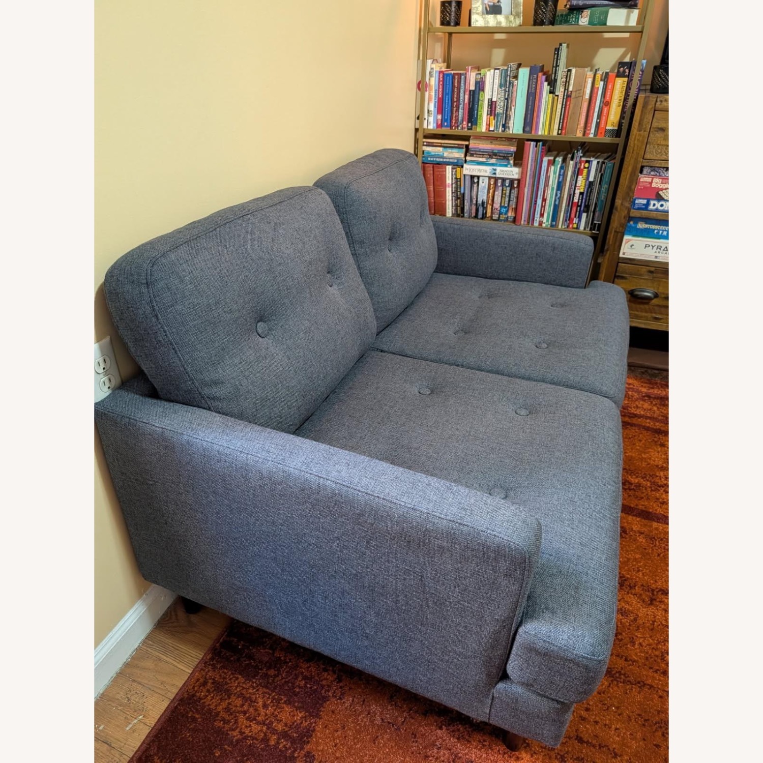 Vintage Blue Fabric Collette Loveseat - image-2