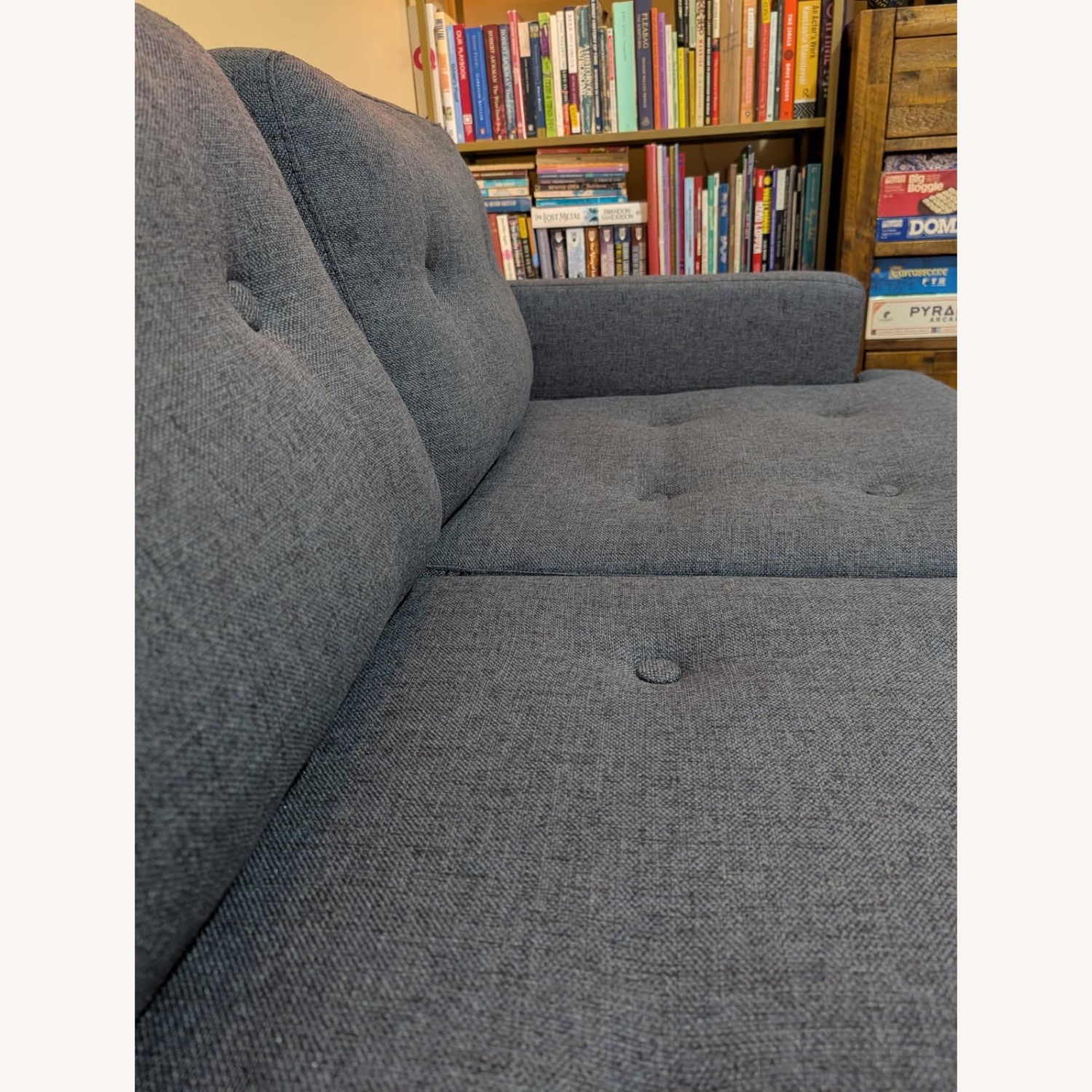Vintage Blue Fabric Collette Loveseat - image-3
