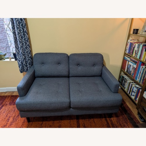 Used Vintage Blue Fabric Collette Loveseat for sale on AptDeco