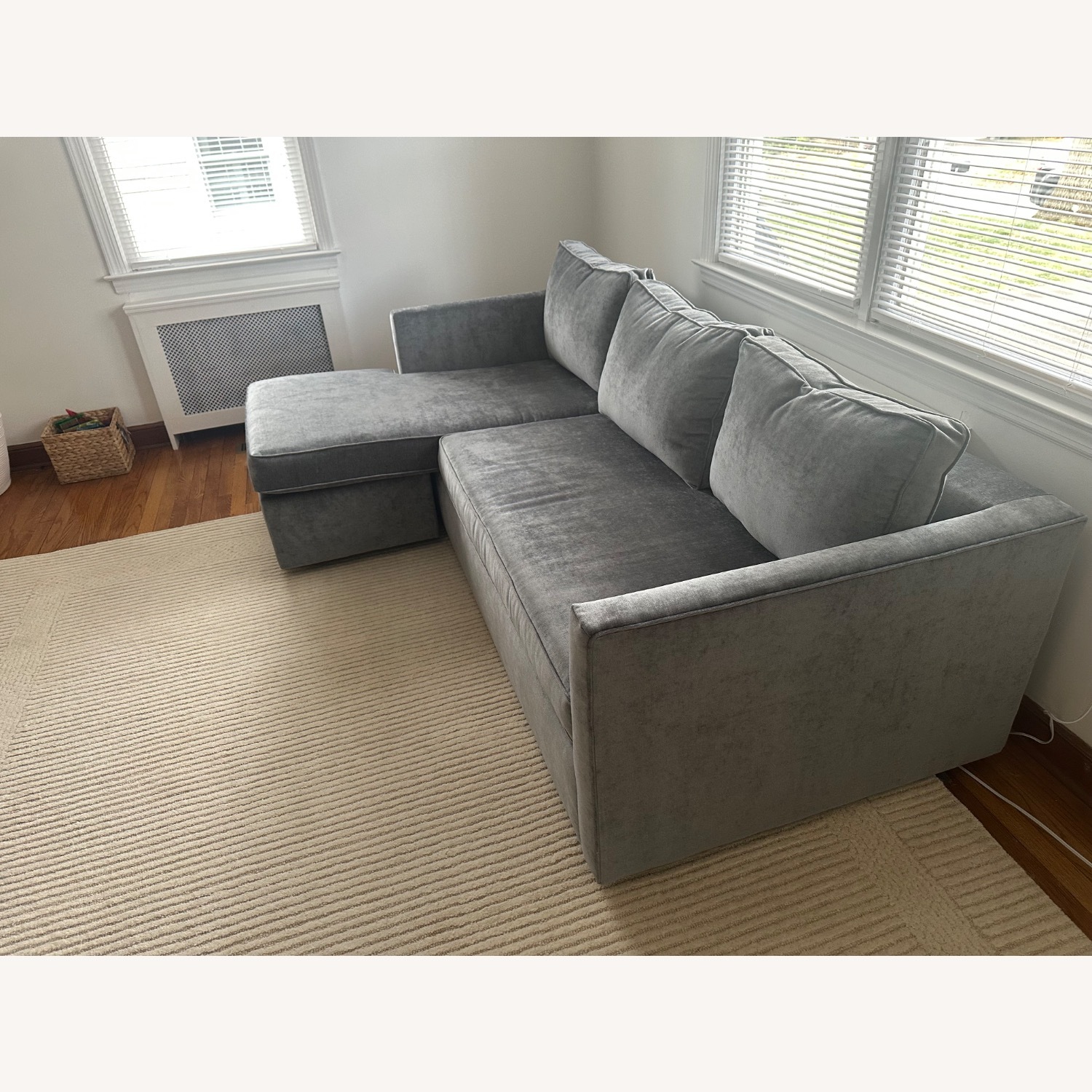 West Elm Harris Blue Velvet 2 Piece Sectional - image-3