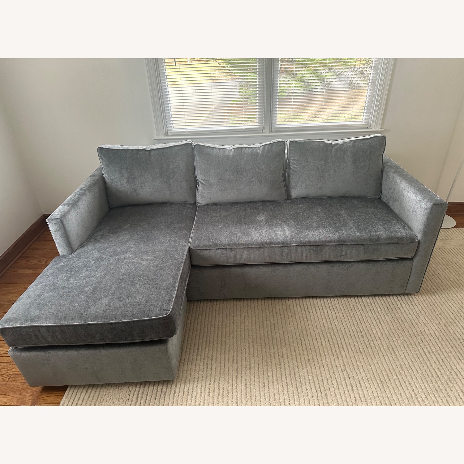 West Elm Harris Blue Velvet 2 Piece Sectional - image-2