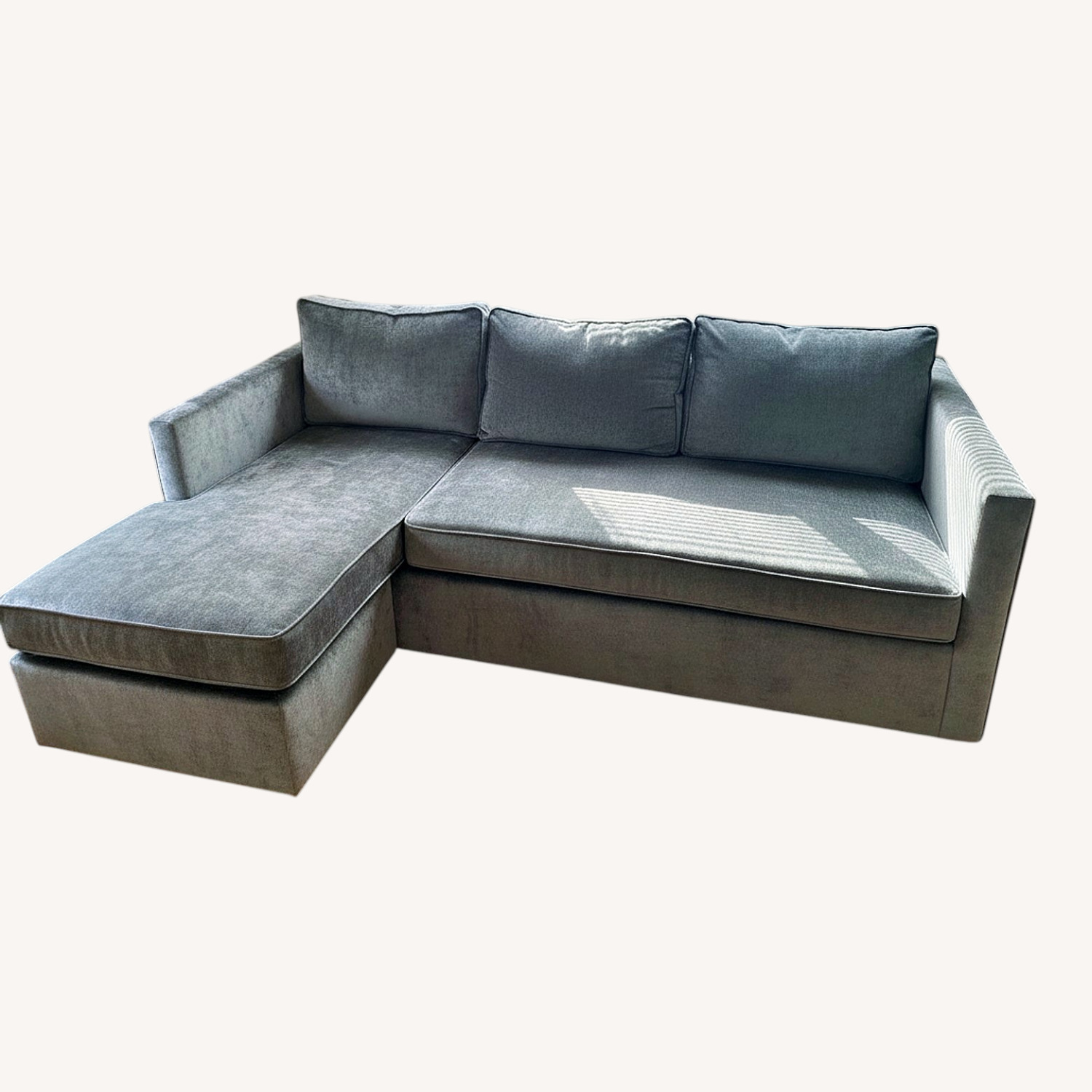 West Elm Harris Blue Velvet 2 Piece Sectional - image-6