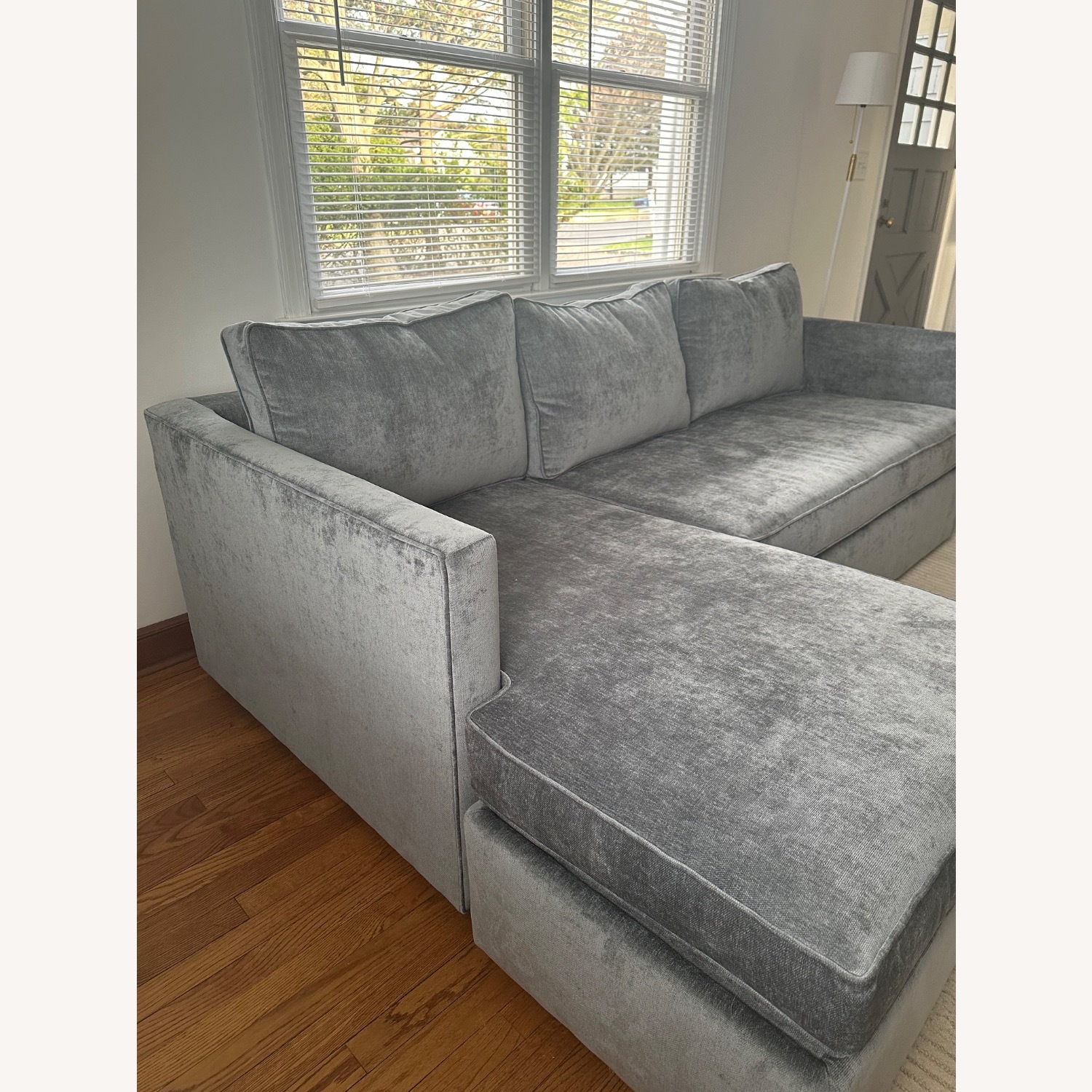 West Elm Harris Blue Velvet 2 Piece Sectional - image-5