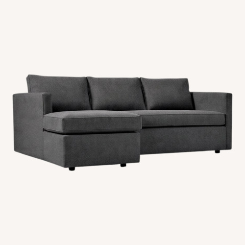 Used West Elm Harris Blue Velvet 2 Piece Sectional for sale on AptDeco