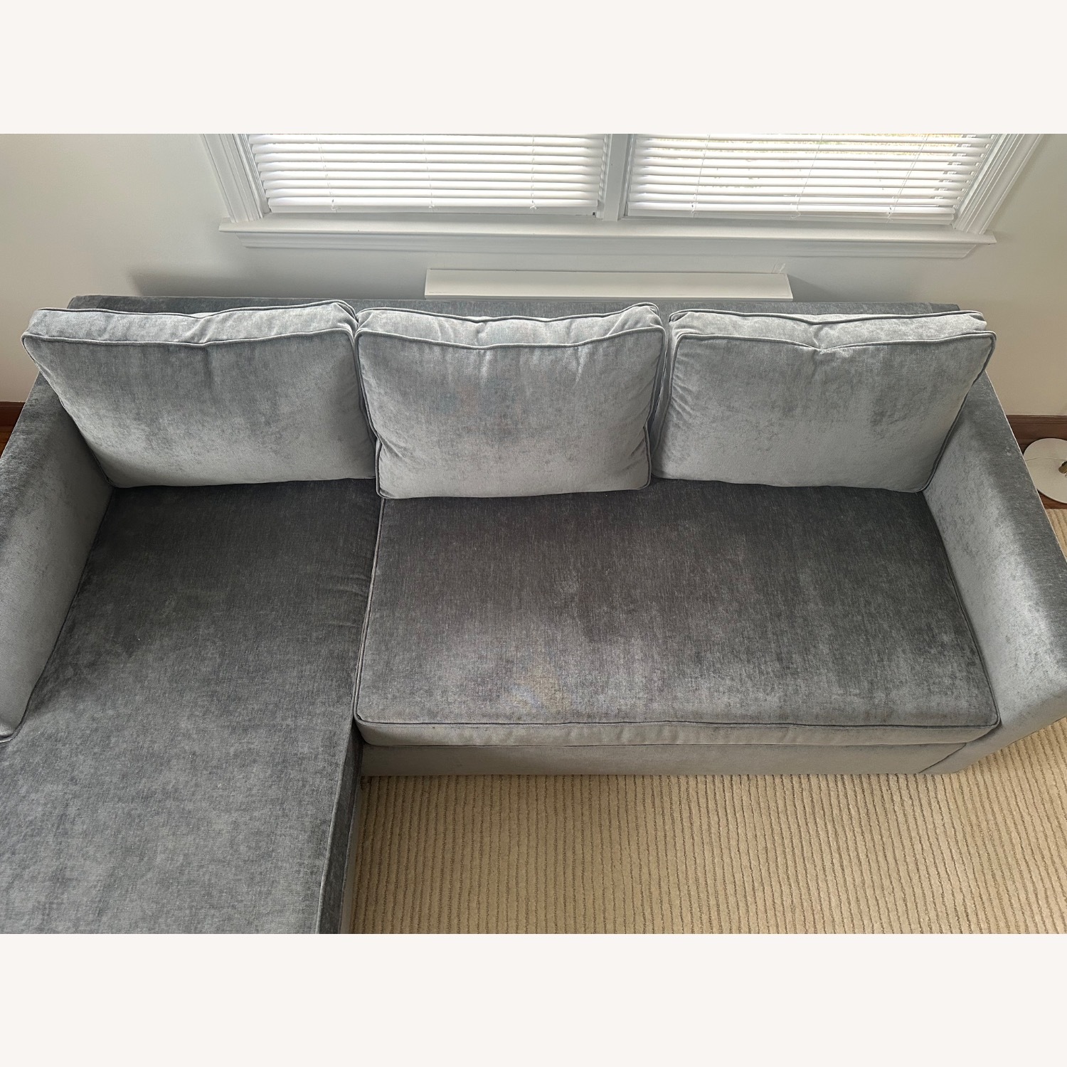 West Elm Harris Blue Velvet 2 Piece Sectional - image-4