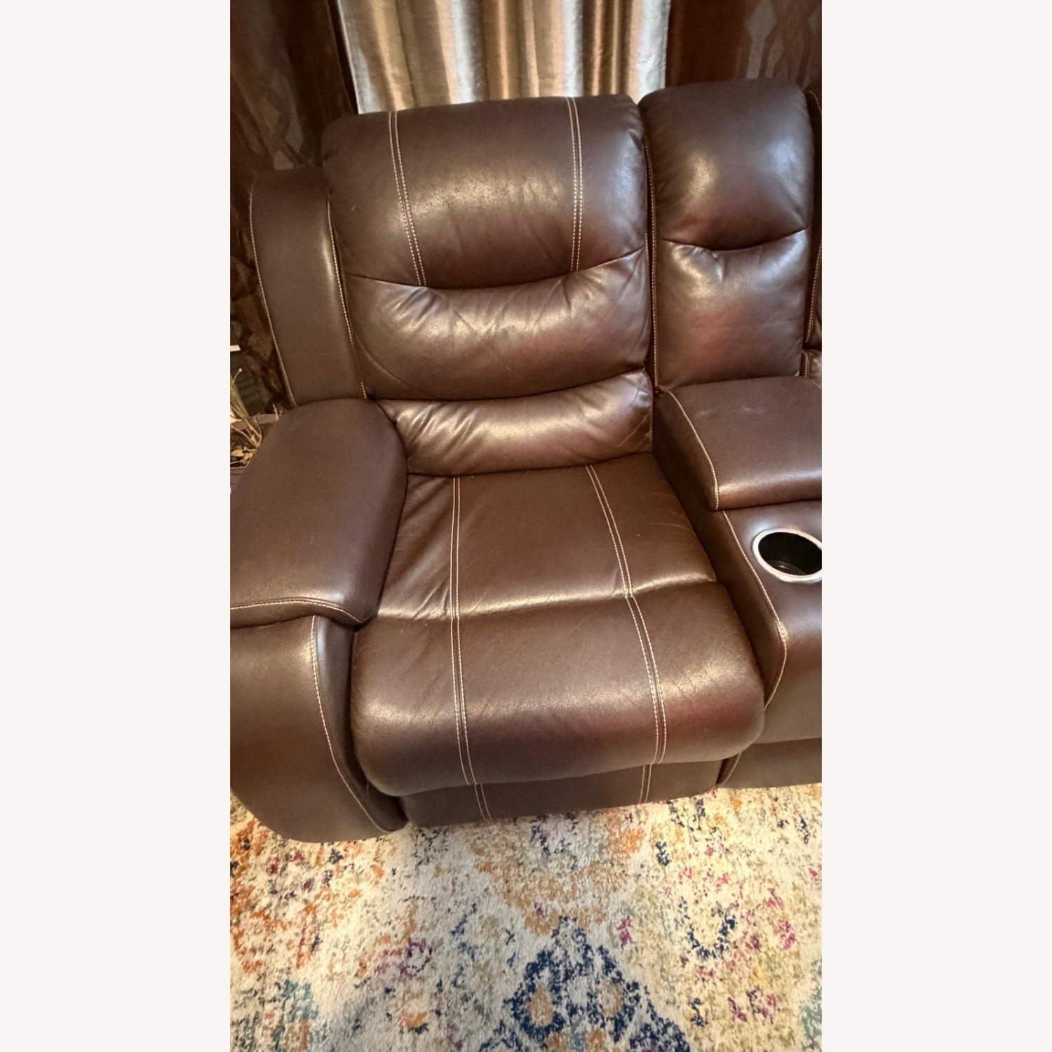 Ashley Furniture Dark Brown Faux Leather Loveseat - image-2