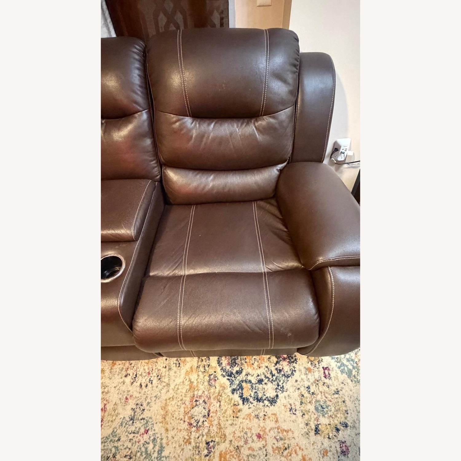 Ashley Furniture Dark Brown Faux Leather Loveseat - image-1