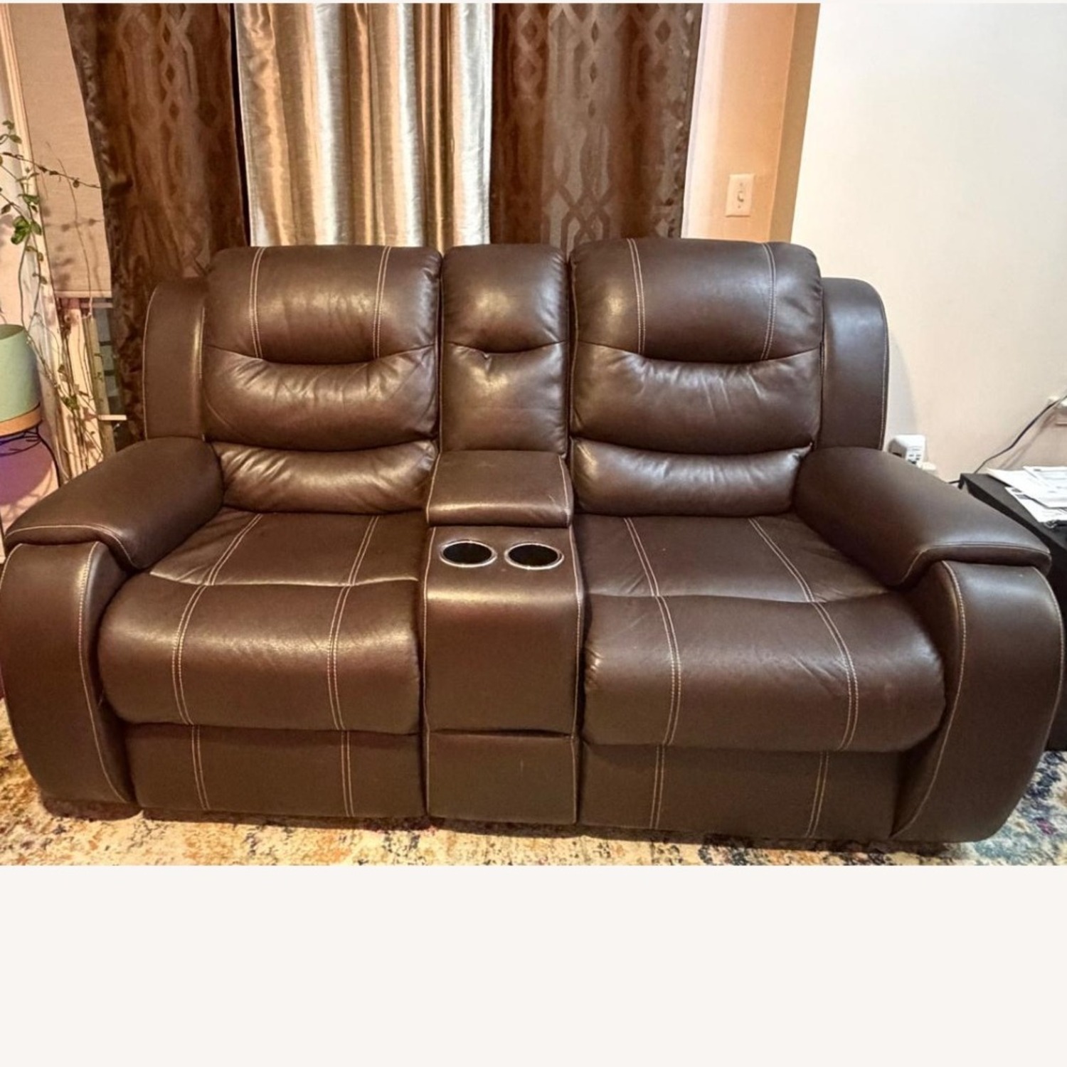 Ashley Furniture Dark Brown Faux Leather Loveseat - image-6