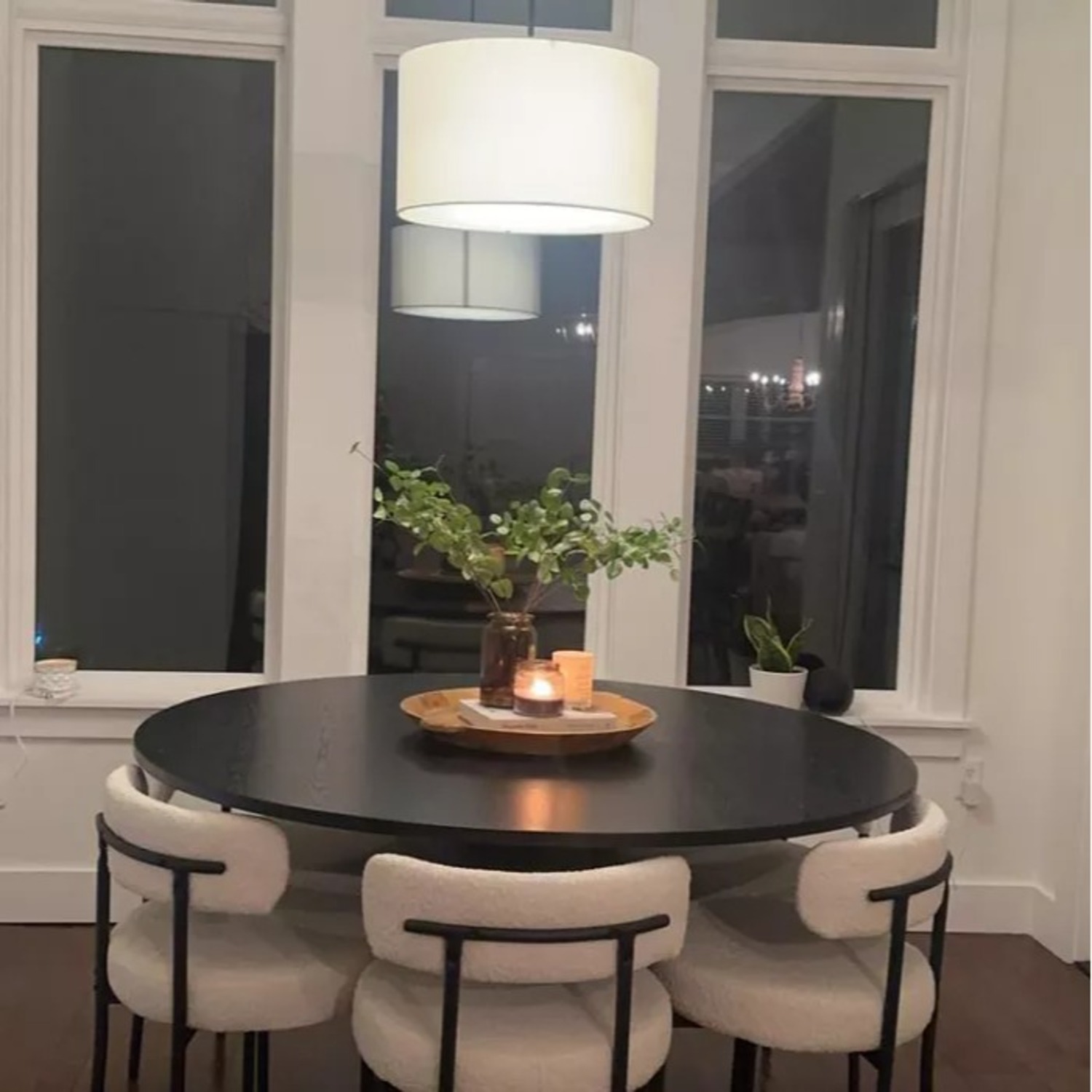 Black Wood Veneer Dining Table - image-1