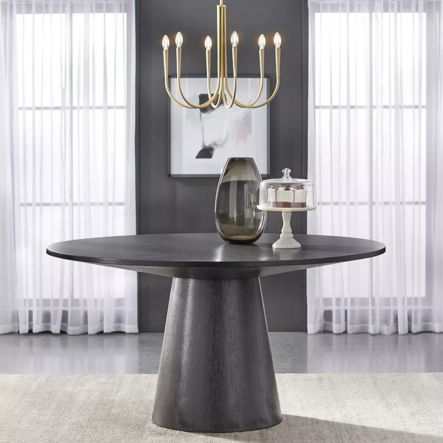 Black Wood Veneer Dining Table - image-3