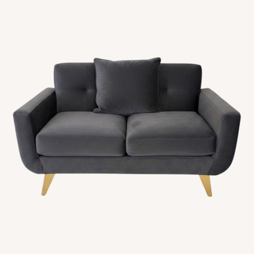 Used Havertys Blue Microsuede Loveseat for sale on AptDeco