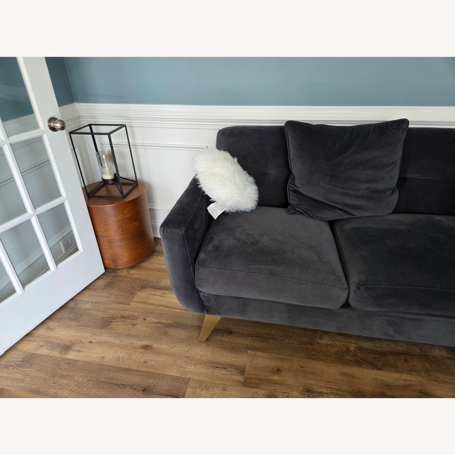 Havertys Blue Microsuede Loveseat - image-2