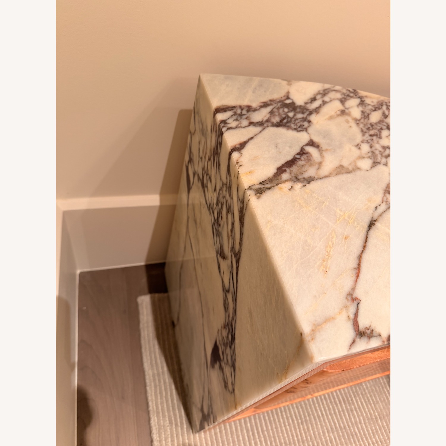 Designer Burl & Calacatta Viola Nightstands (Pair) - image-5