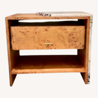 Designer Burl & Calacatta Viola Nightstands (Pair)