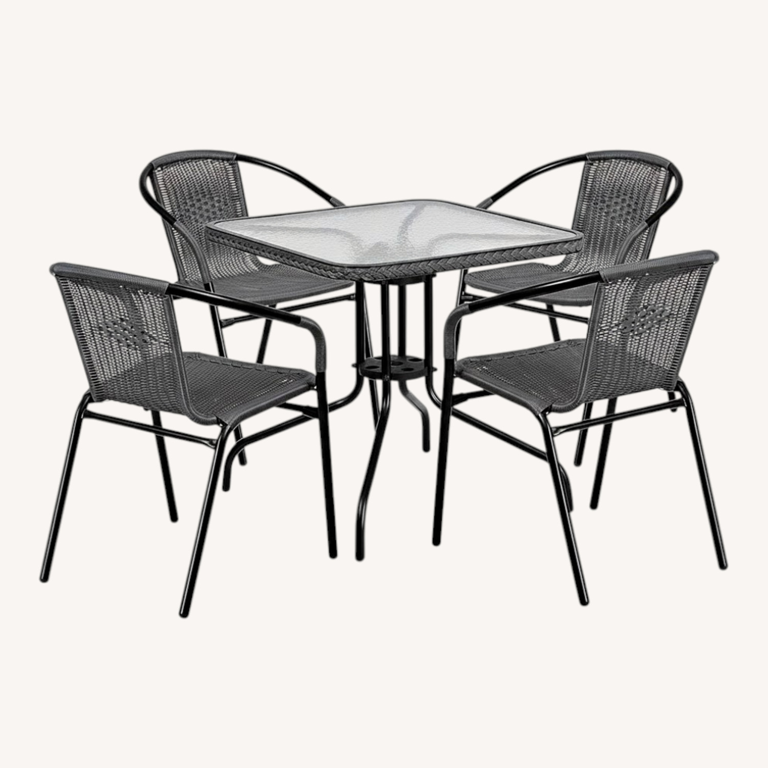 5-Piece 28" Square Indoor/Outdoor Patio Table and Chairs Set - image-0