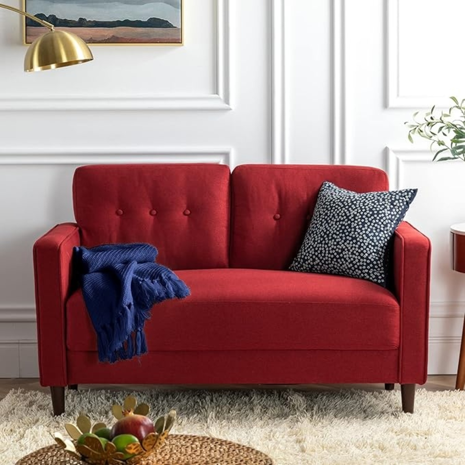 Amazon Red Fabric Loveseat - image-4