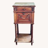 Marbletop Nightstand with Drawer and Pullout