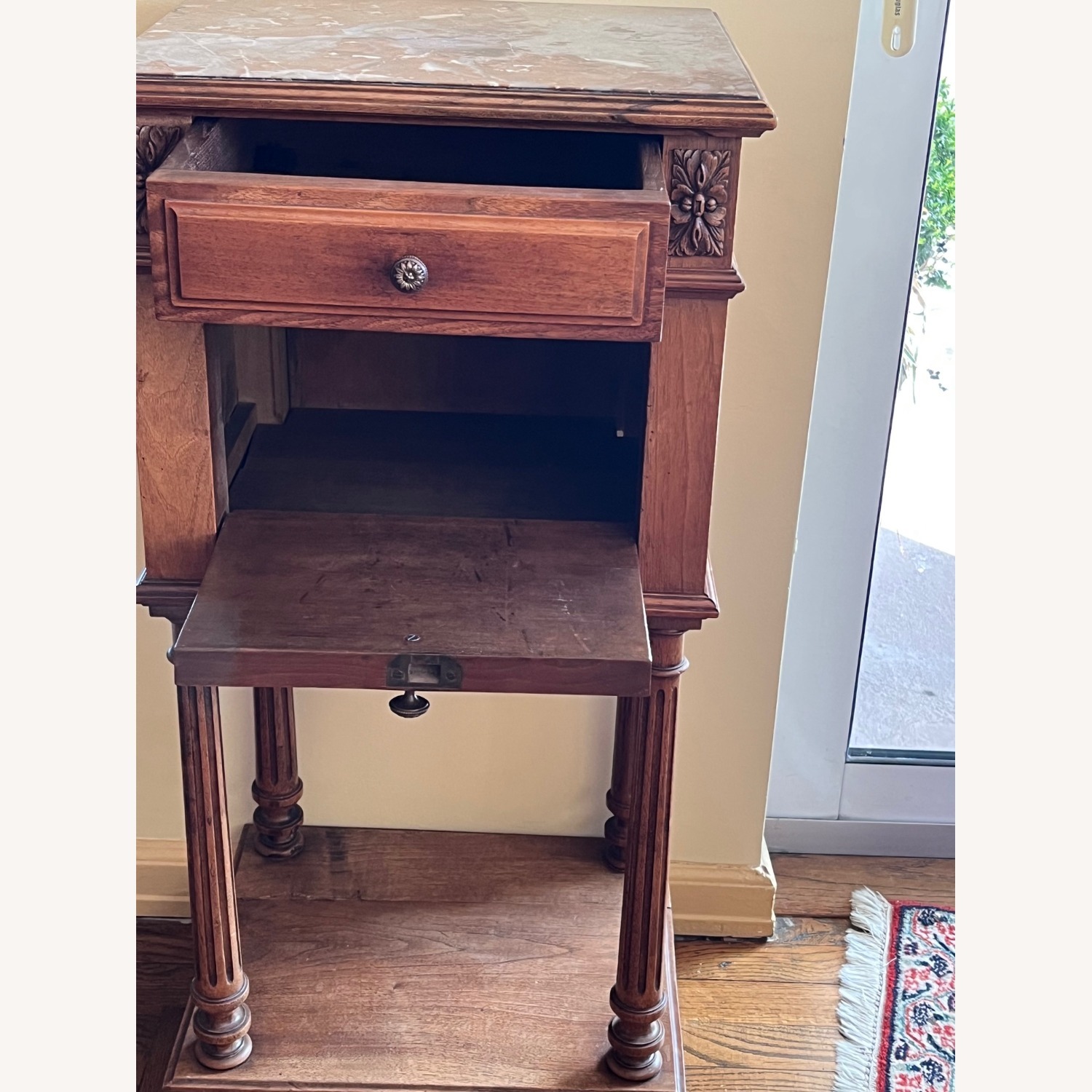 Marbletop Nightstand with Drawer and Pullout - image-4