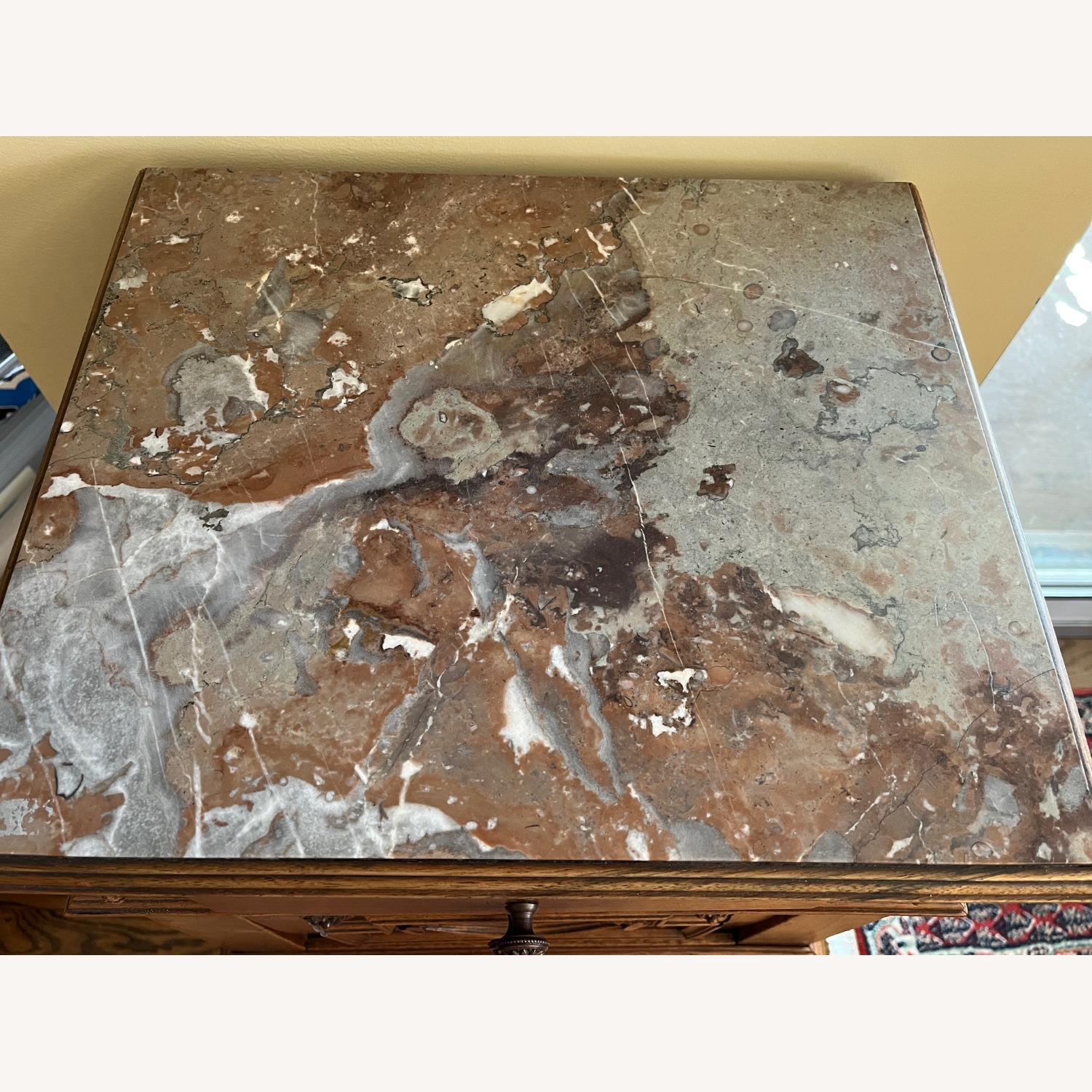 Marbletop Nightstand with Drawer and Pullout - image-5
