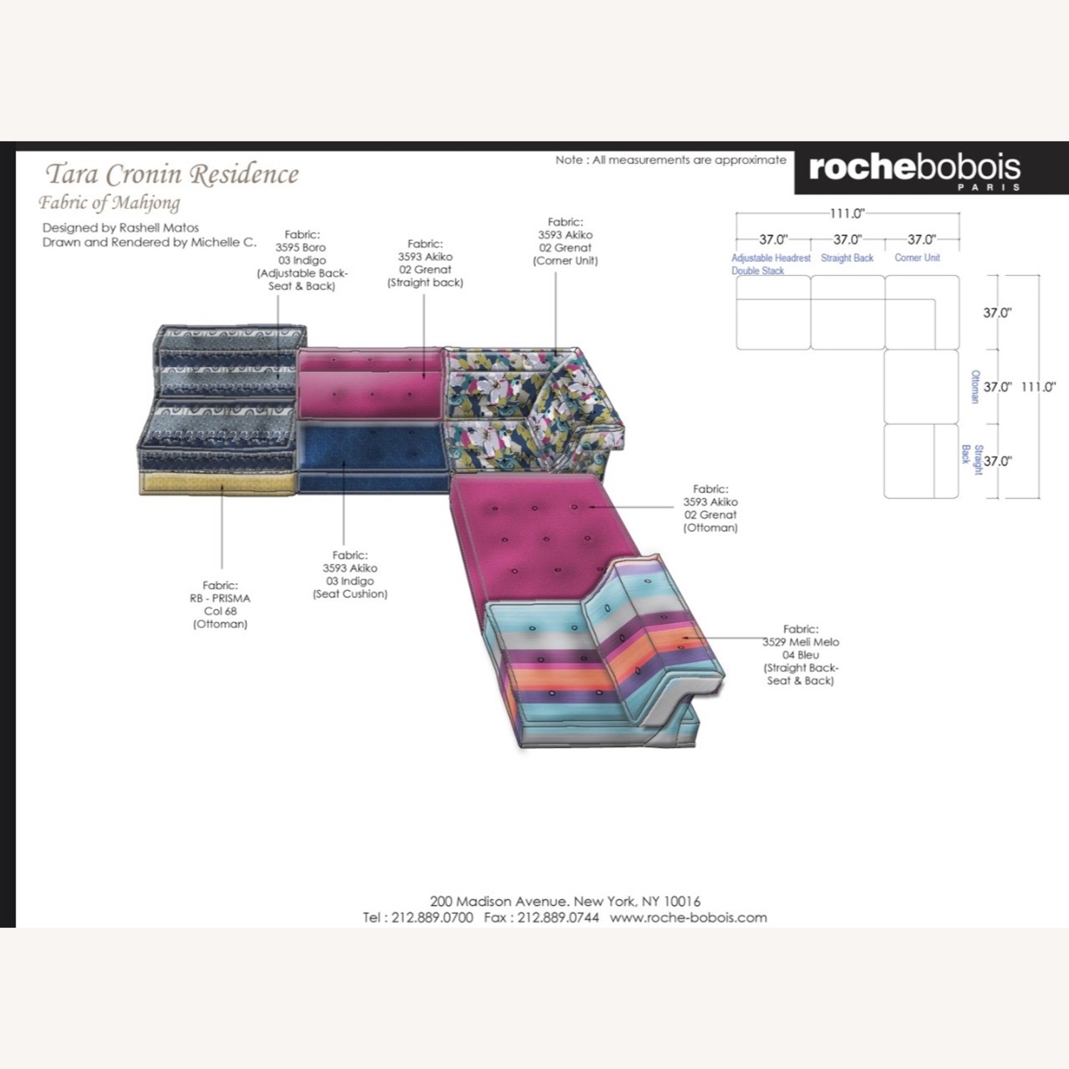 Roche Bobois Fabric 3+ Piece Sectional - image-2