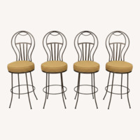 Wrought Iron Swivel Bar Stools with Cushion Seats