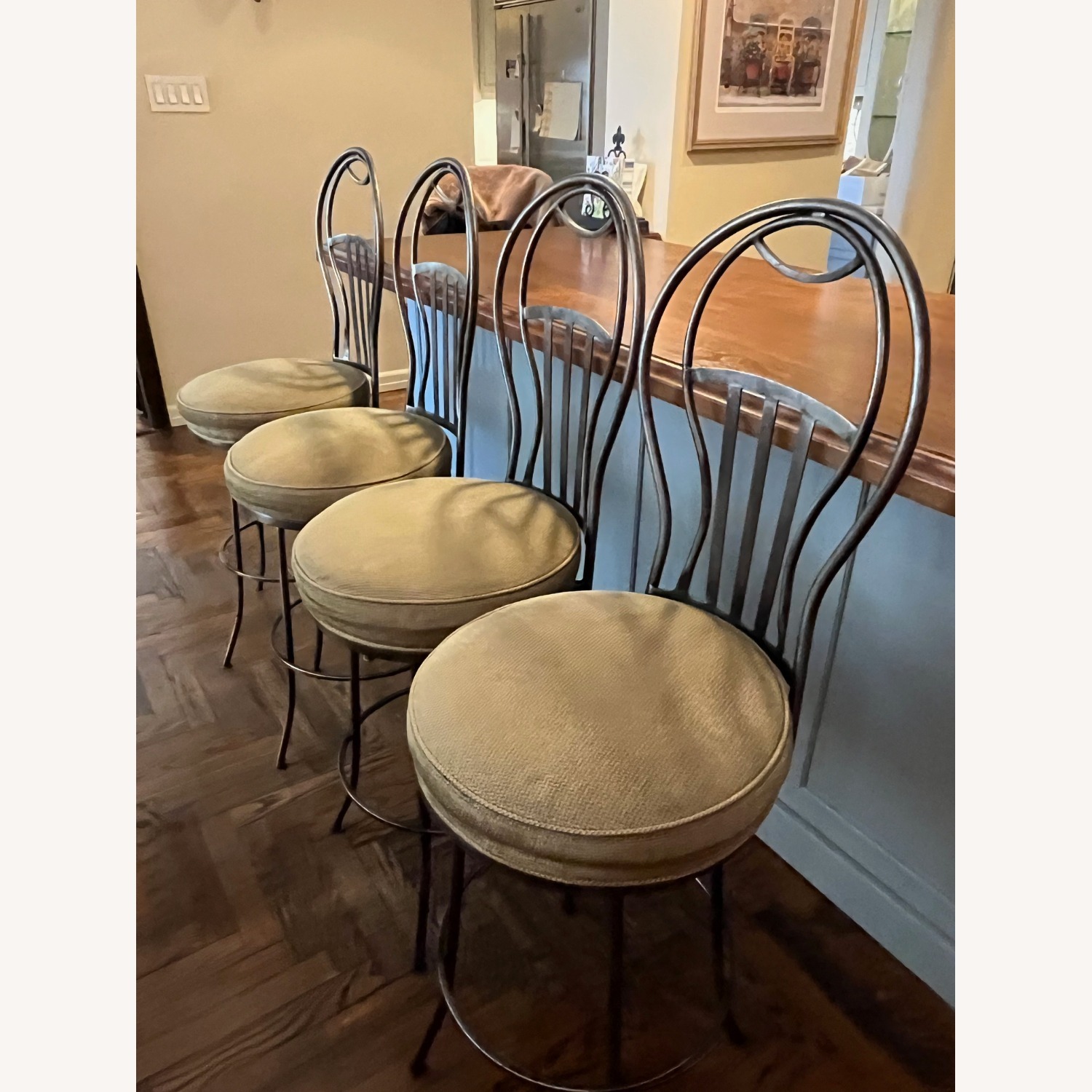 Wrought Iron Swivel Bar Stools with Cushion Seats - image-2