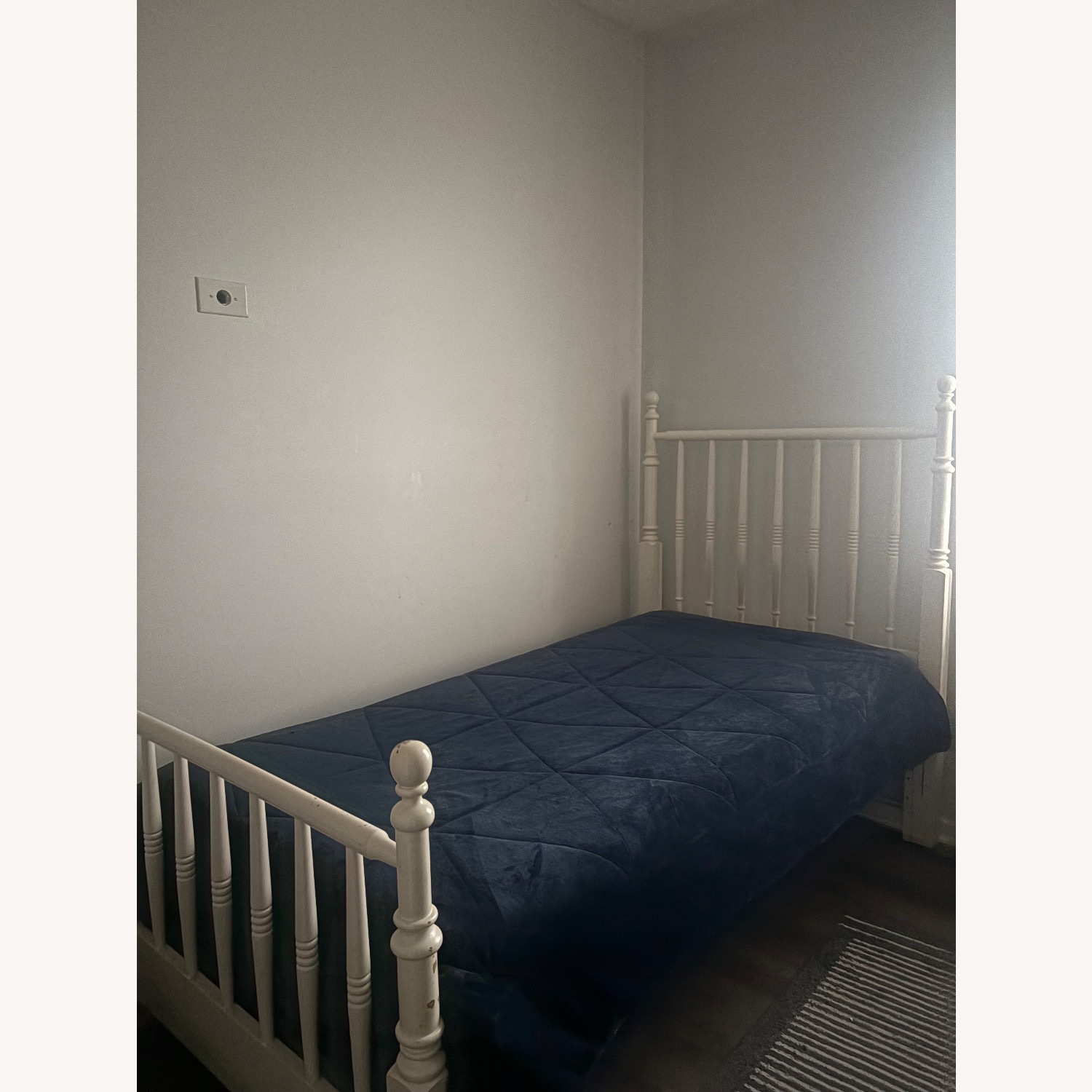 Vintage/Antique White Wood Twin Bed - image-1