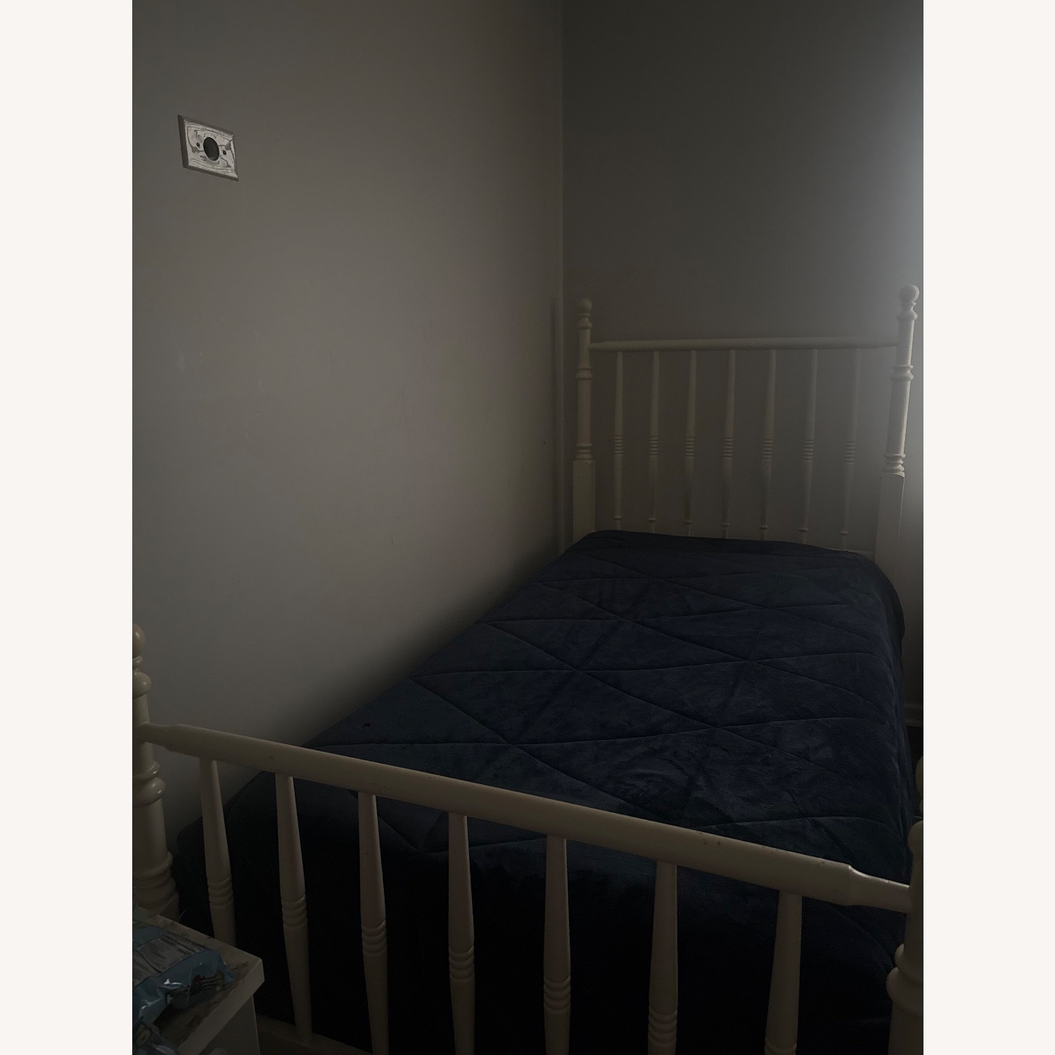 Vintage/Antique White Wood Twin Bed - image-3