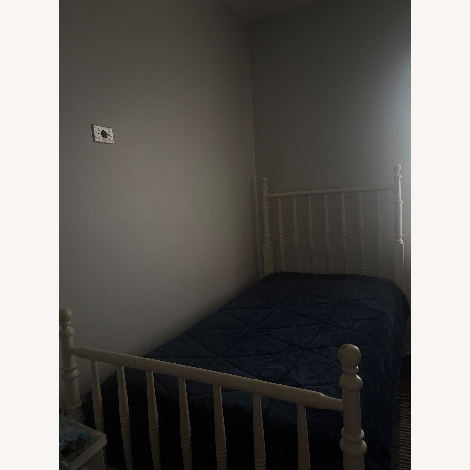 Vintage/Antique White Wood Twin Bed - image-2