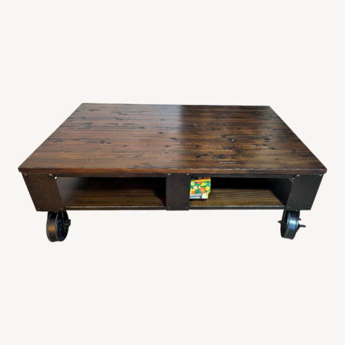 Used Heavy Duty Rustic Wood Coffee Table for sale on AptDeco
