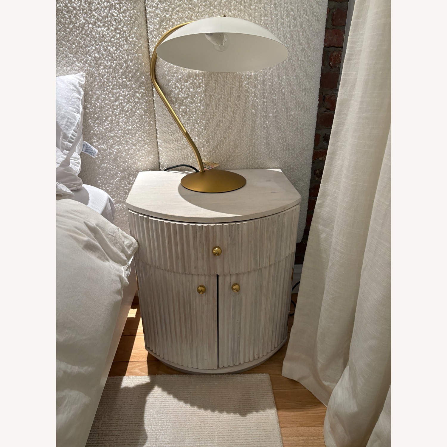 Cameo Fluted Whitewash Wood Nightstand - image-2