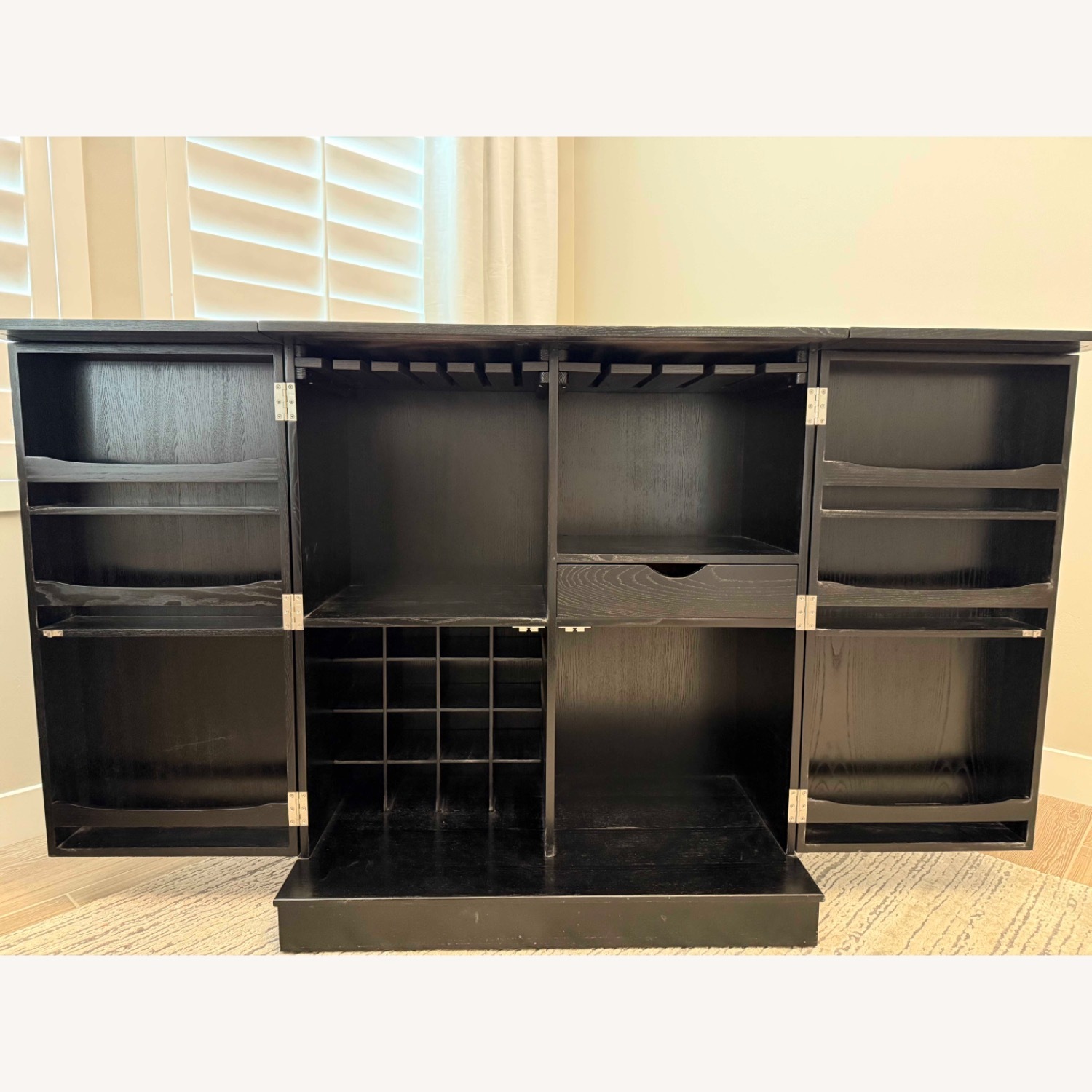Crate & Barrel Black Steamer Bar Cabinet - image-1