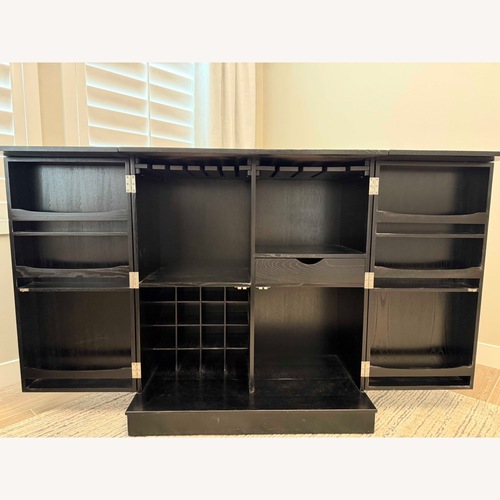 Used Crate & Barrel Black Steamer Bar Cabinet for sale on AptDeco