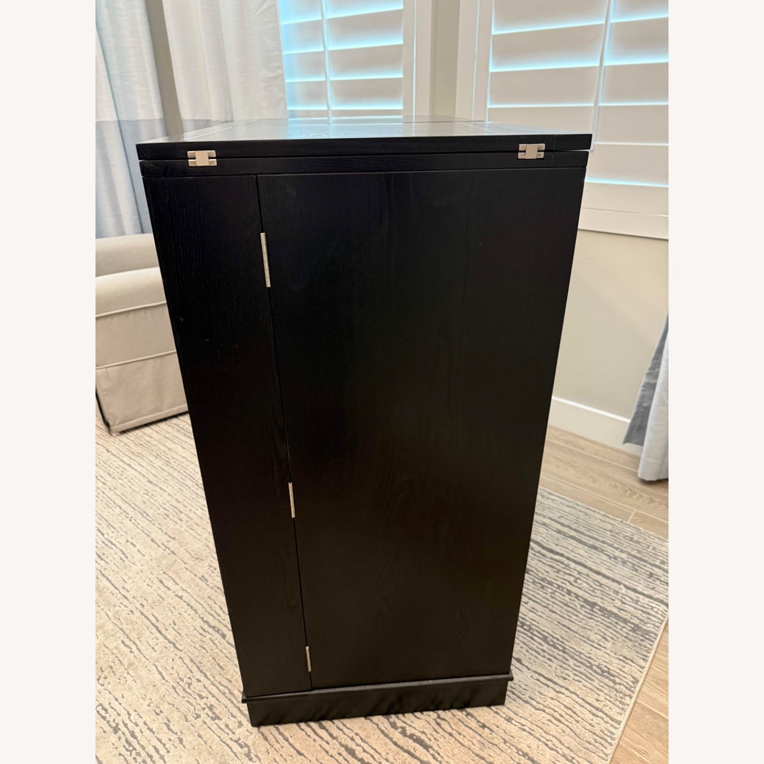 Crate & Barrel Black Steamer Bar Cabinet - image-2