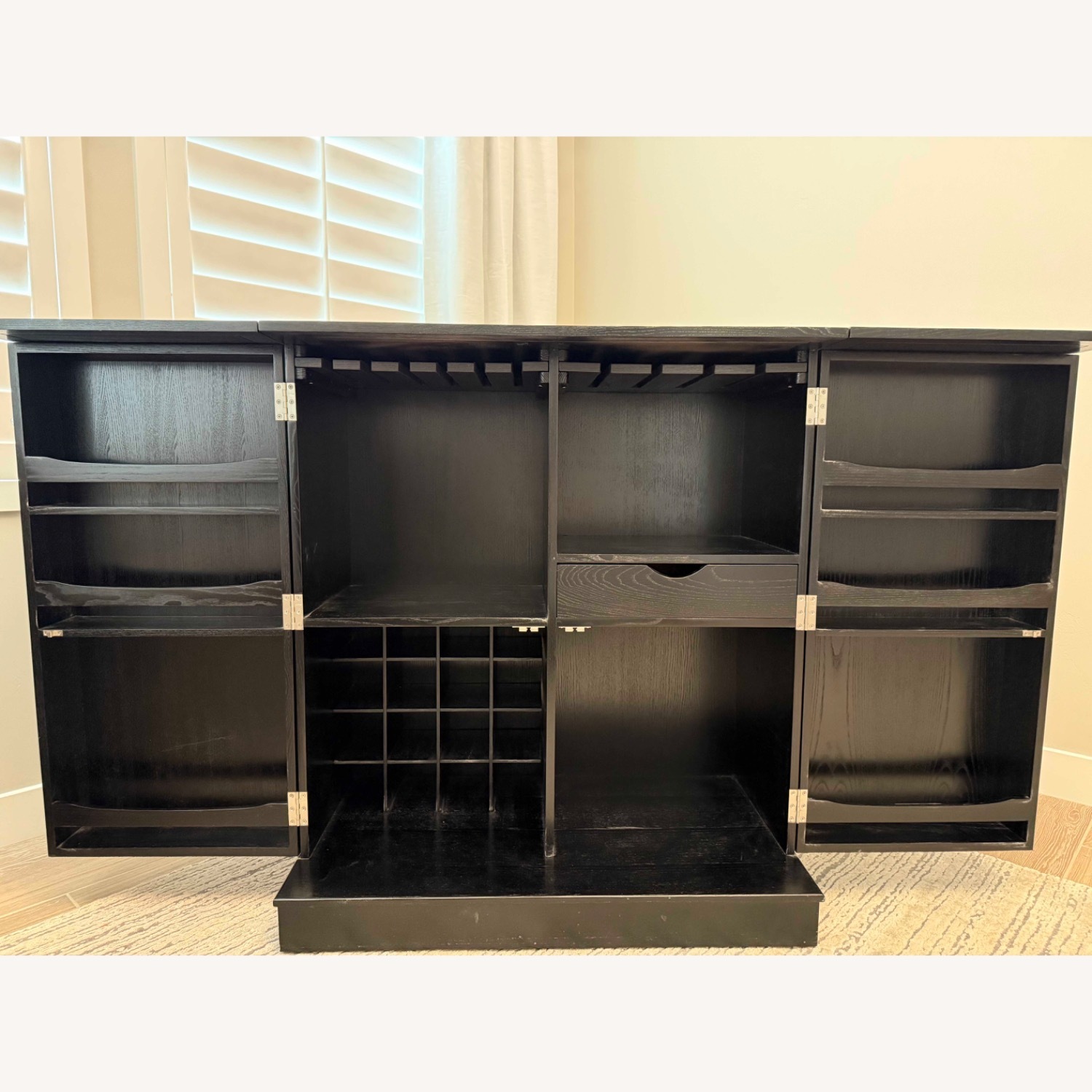 Crate & Barrel Black Steamer Bar Cabinet - image-4