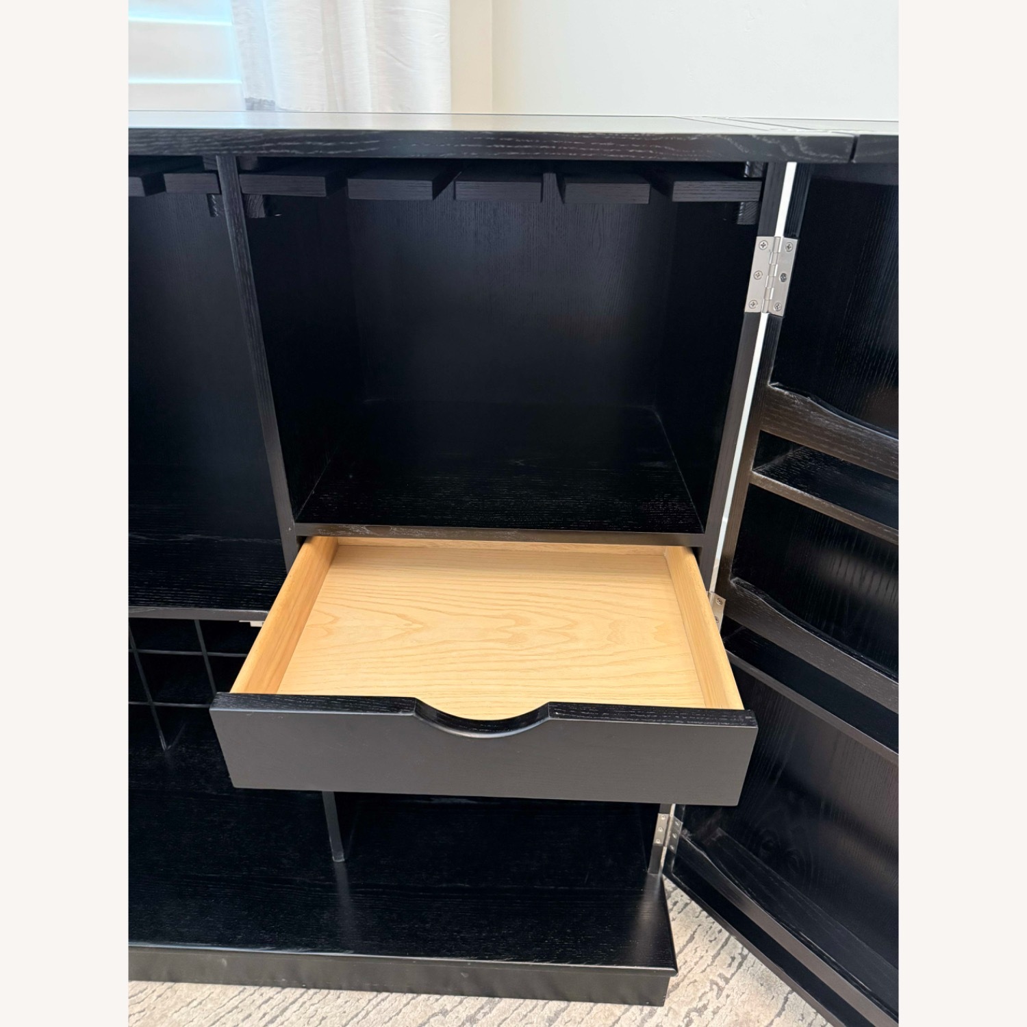 Crate & Barrel Black Steamer Bar Cabinet - image-6