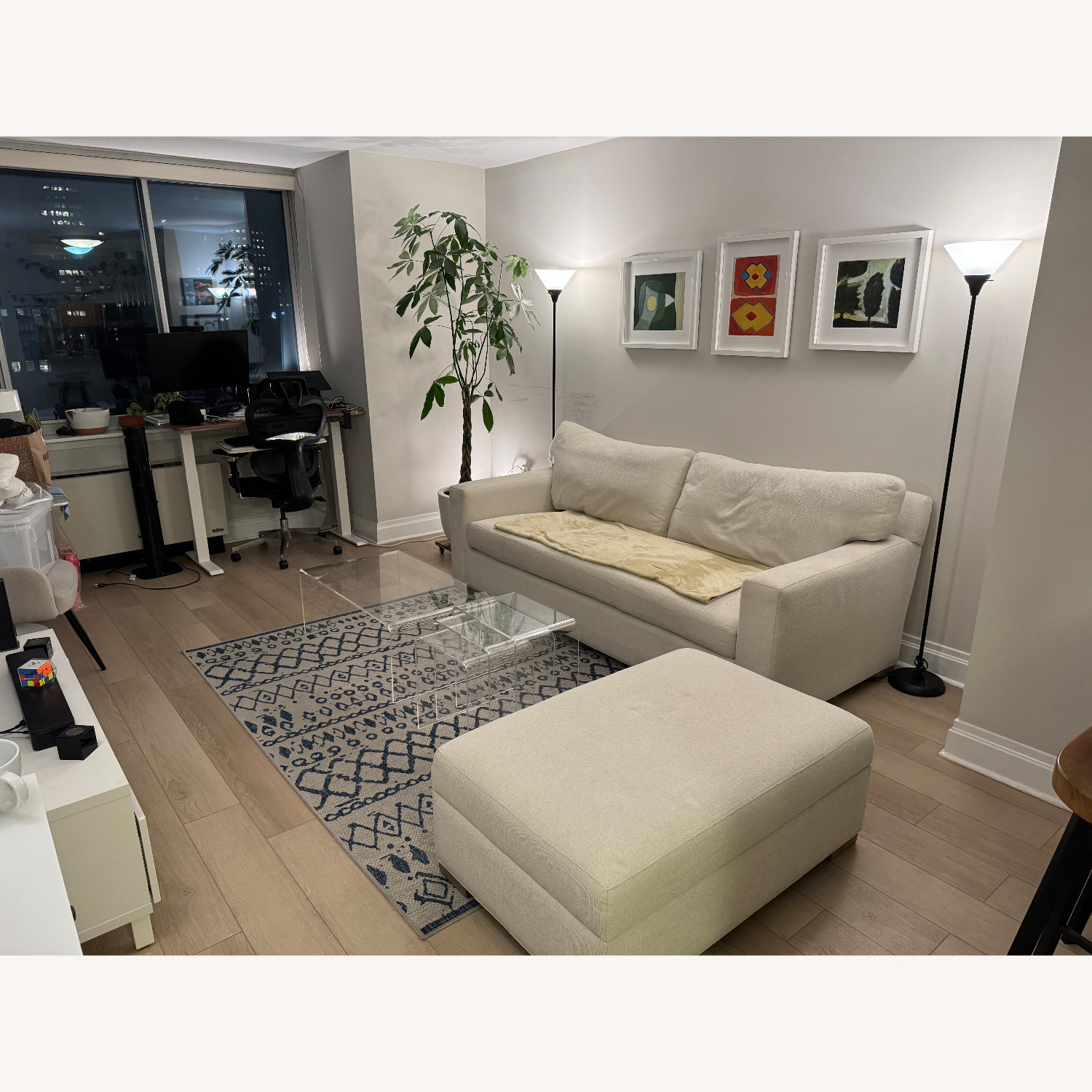 Crate & Barrel Axis Seater Sofa & Ottoman - image-3