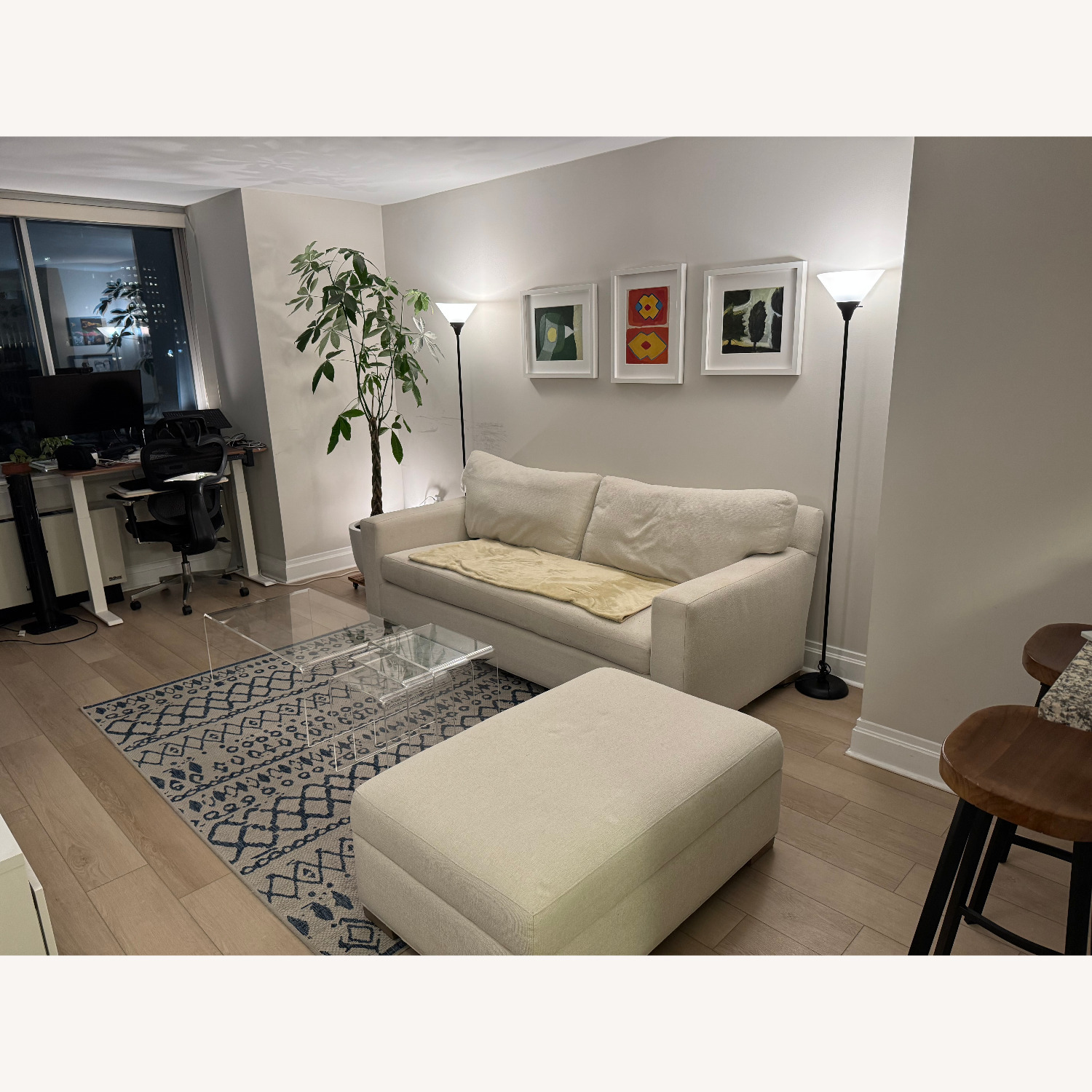 Crate & Barrel Axis Seater Sofa & Ottoman - image-4