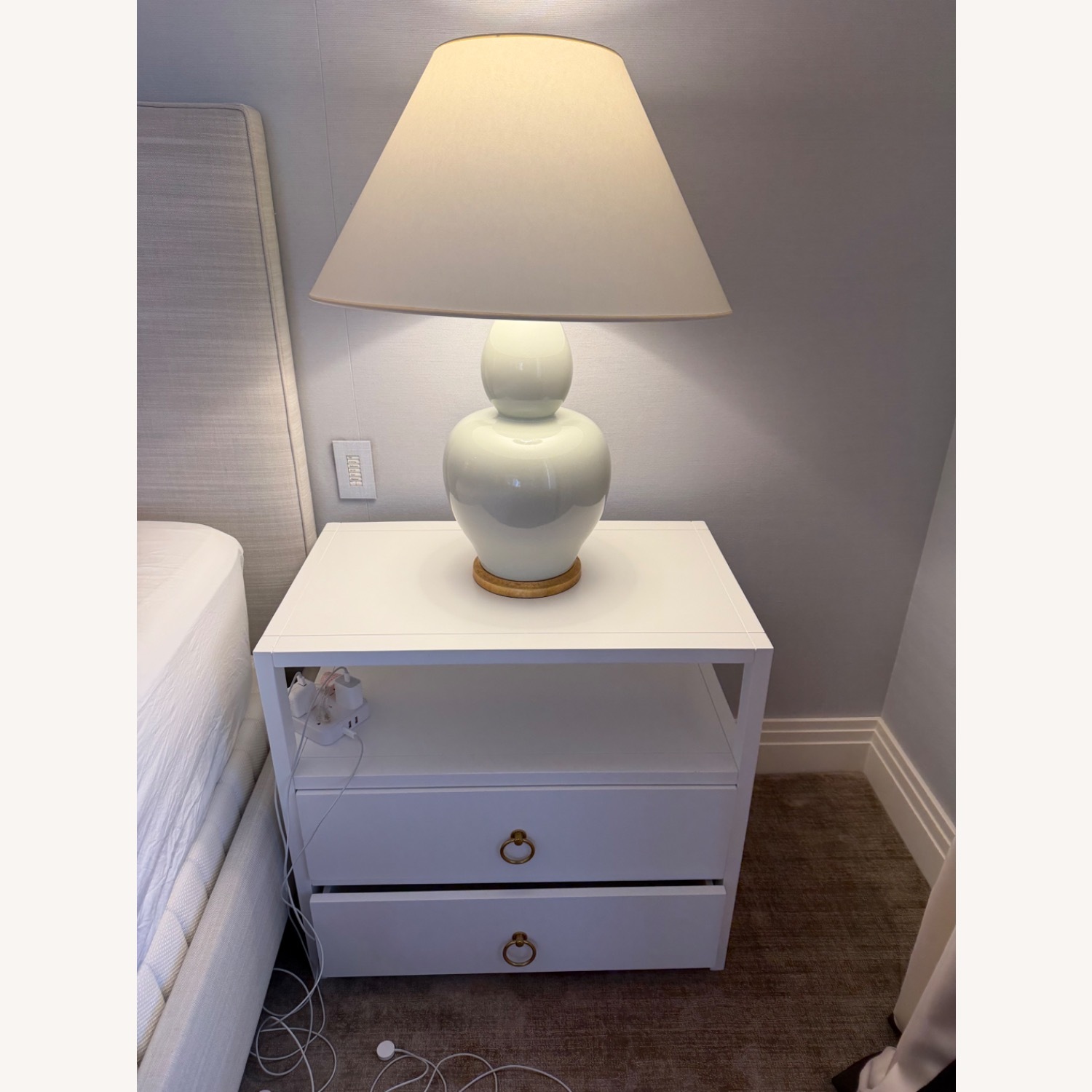 Lark White 2 Drawer Nightstand - image-1