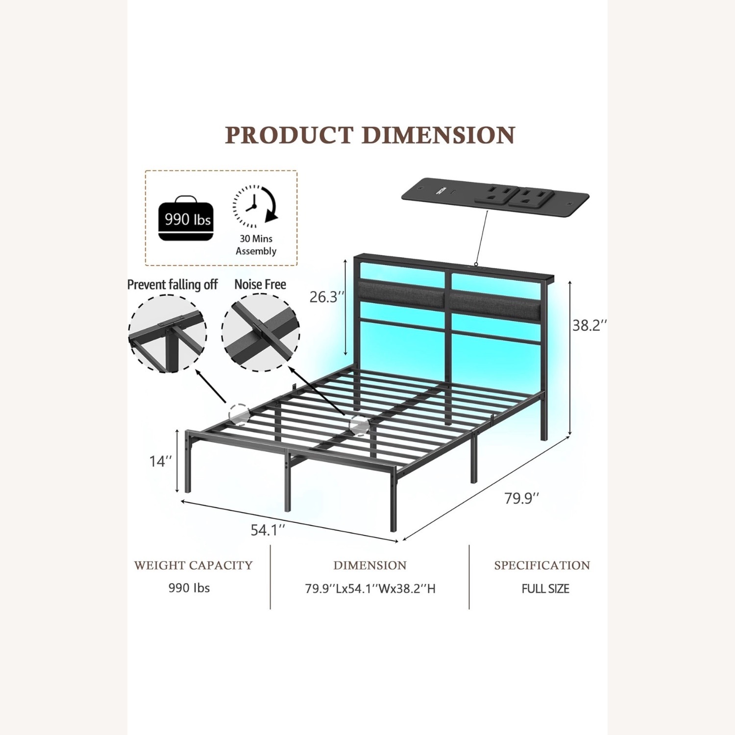 Black Metal Headboard - image-3