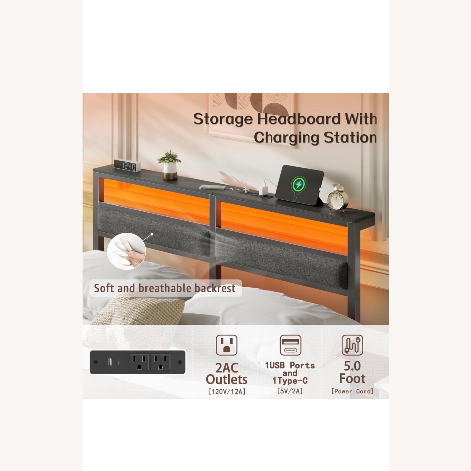 Black Metal Headboard - image-5