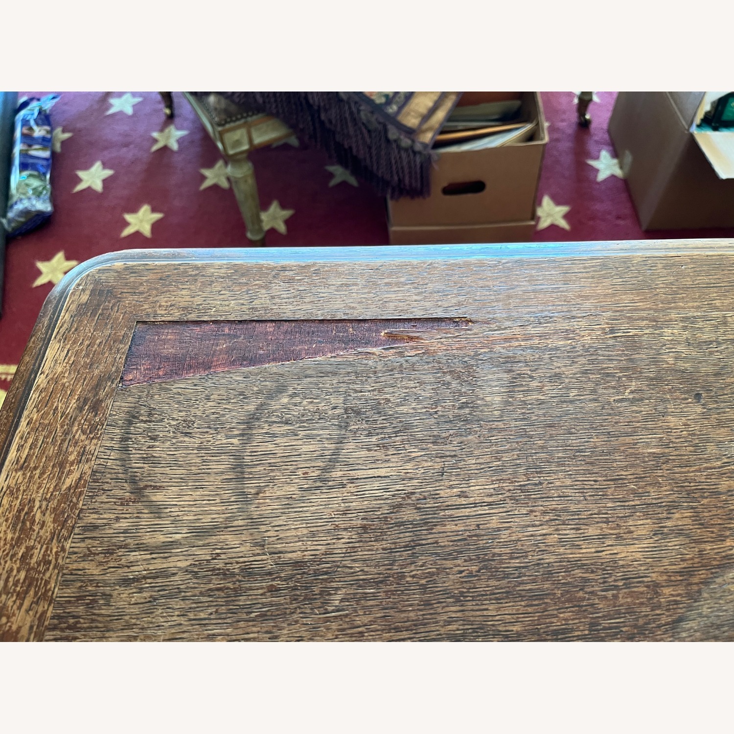 French Country Style 3-Dwr Desk w Carved Details - image-4