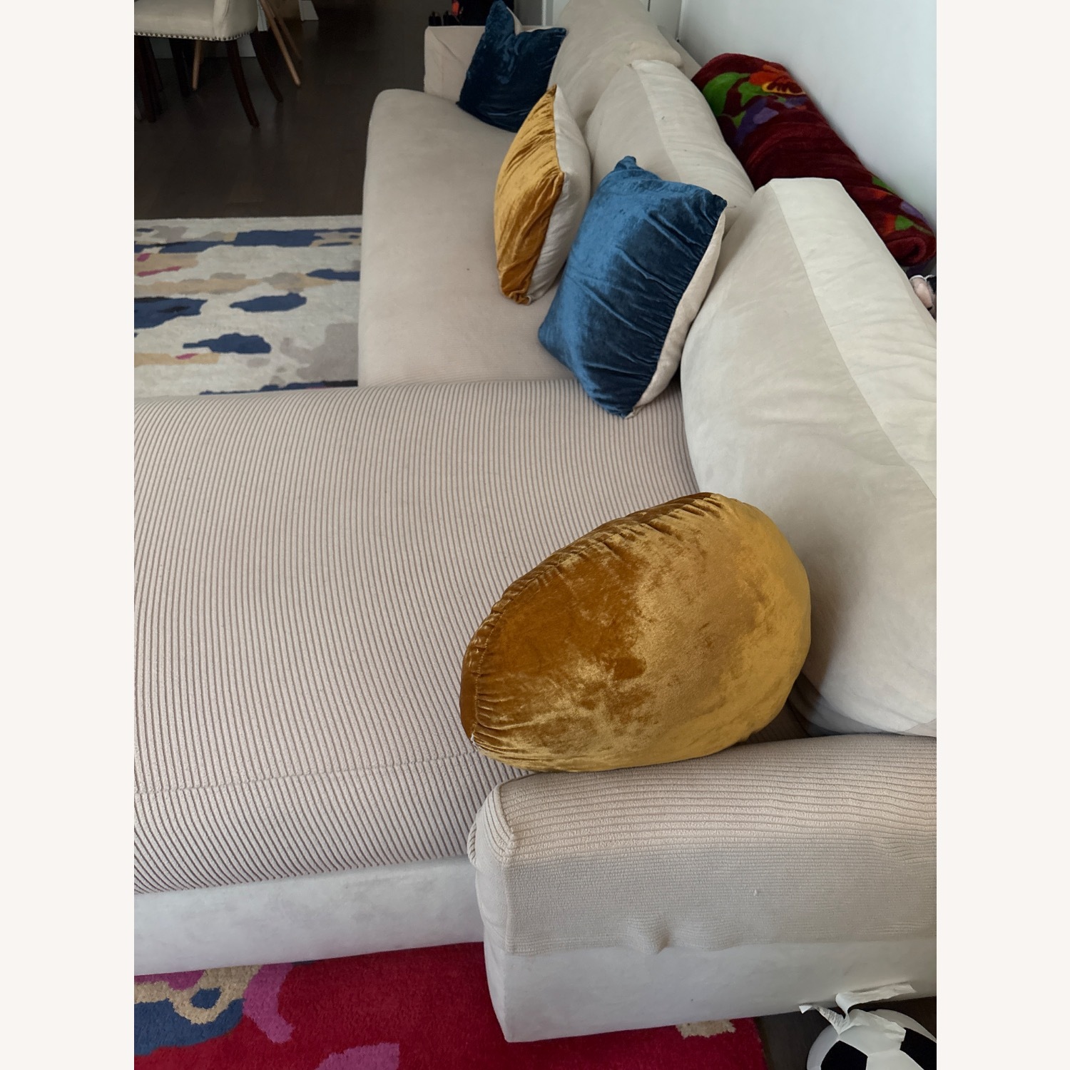 West Elm Haven Natural Velvet 2 Piece Sectional - image-3