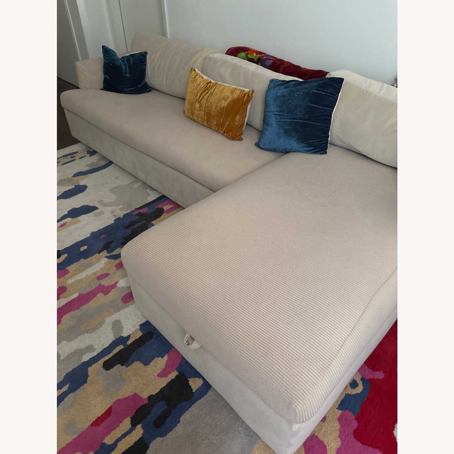 West Elm Haven Natural Velvet 2 Piece Sectional - image-4